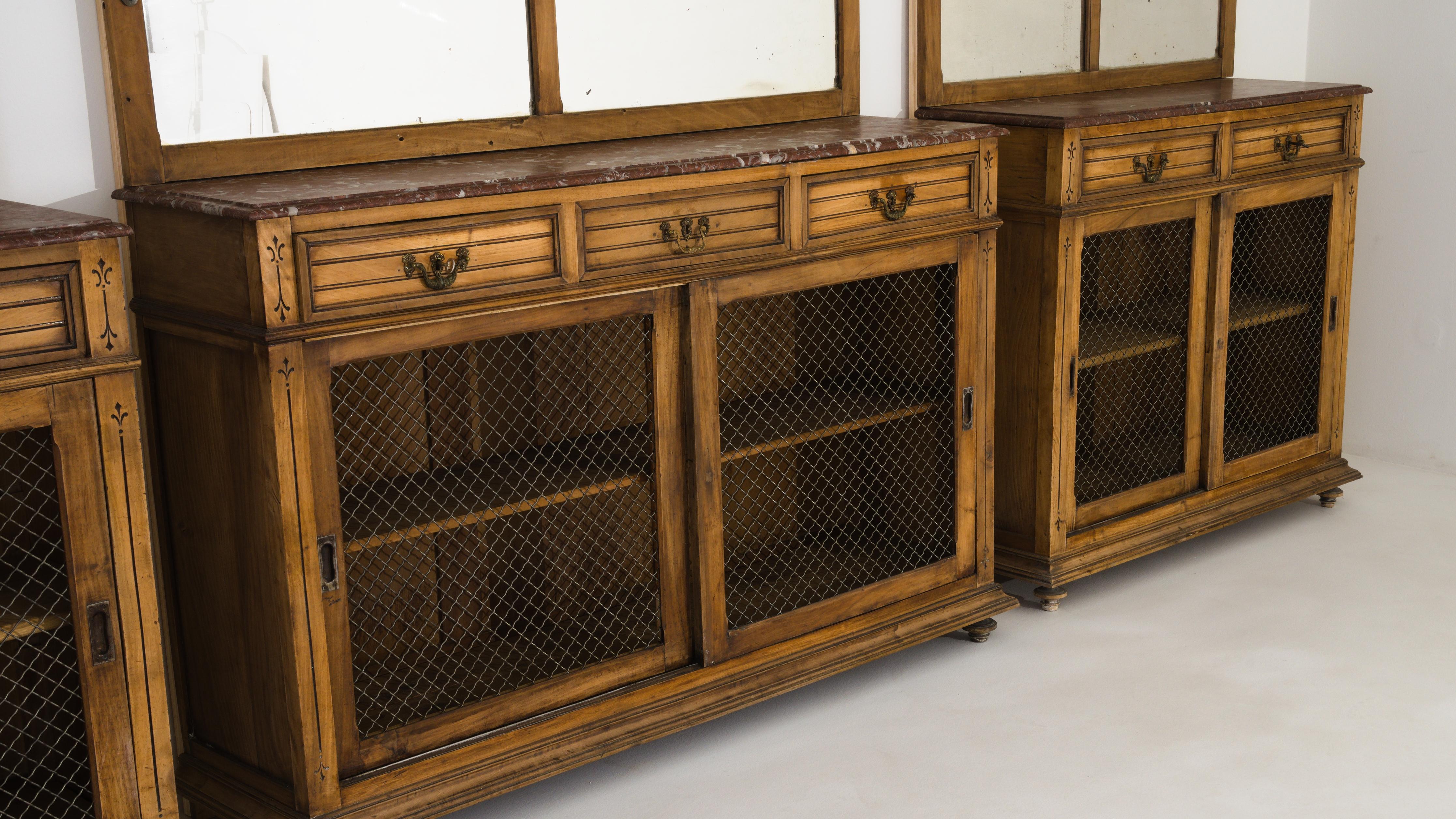 Turn of the Century French Wooden Cabinets, Set of Three 4