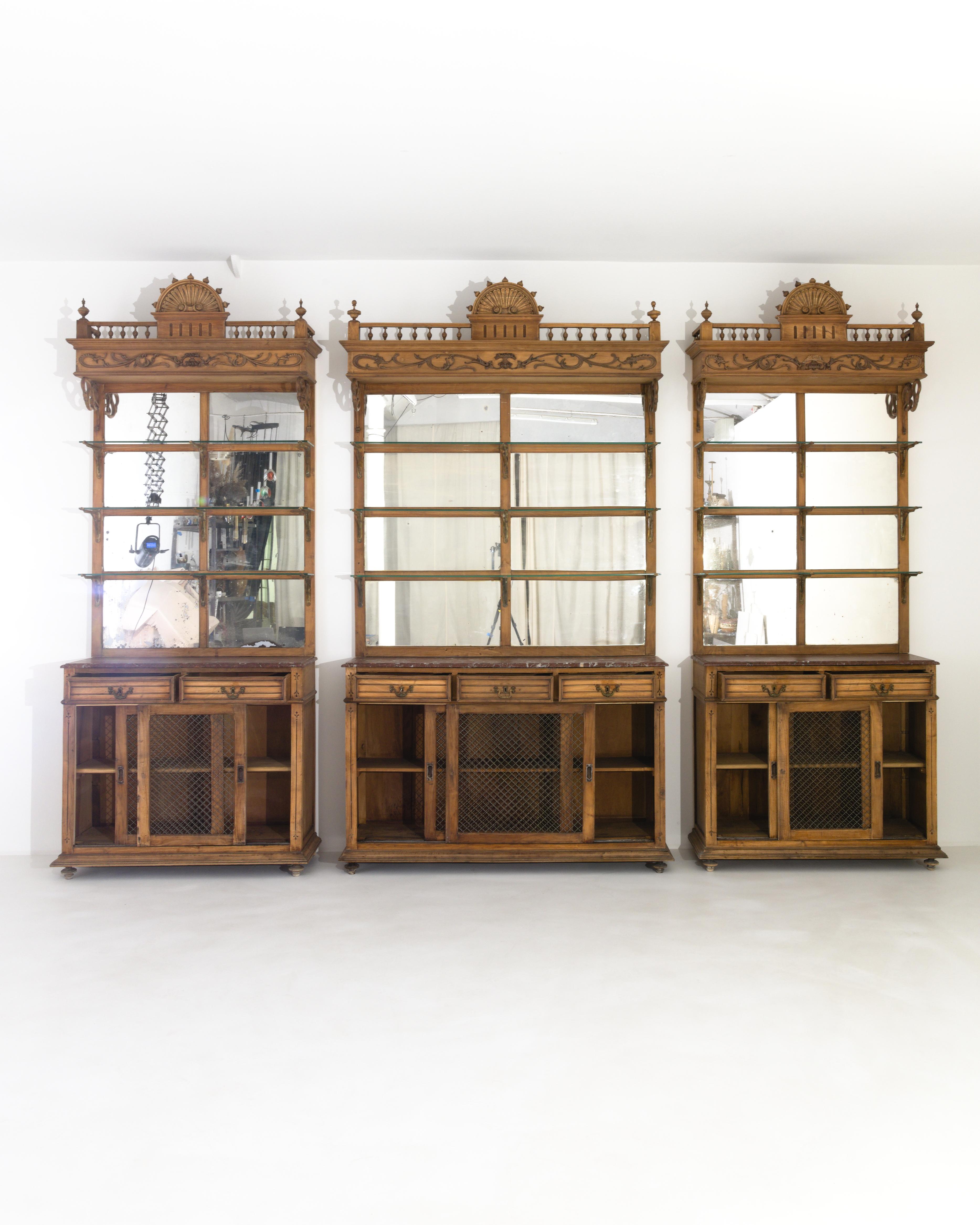 Turn of the Century French Wooden Cabinets, Set of Three In Good Condition In High Point, NC