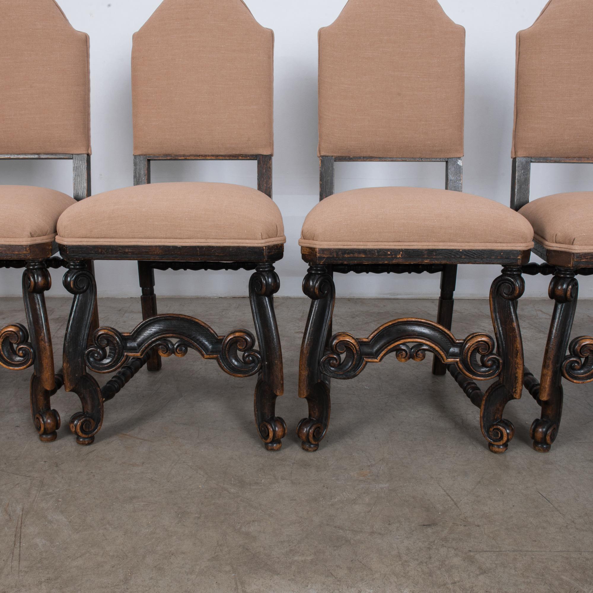 Turn of the Century French Wooden Dining Chairs, Set of Six 4