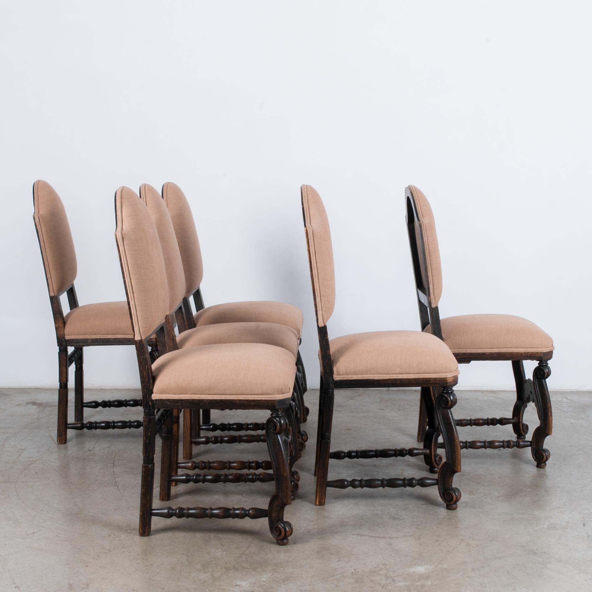 Turn of the Century French Wooden Dining Chairs, Set of Six In Good Condition In High Point, NC