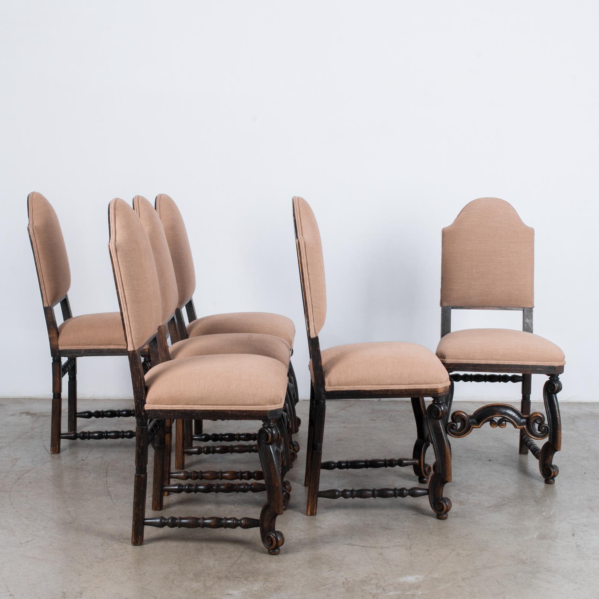 Early 20th Century Turn of the Century French Wooden Dining Chairs, Set of Six