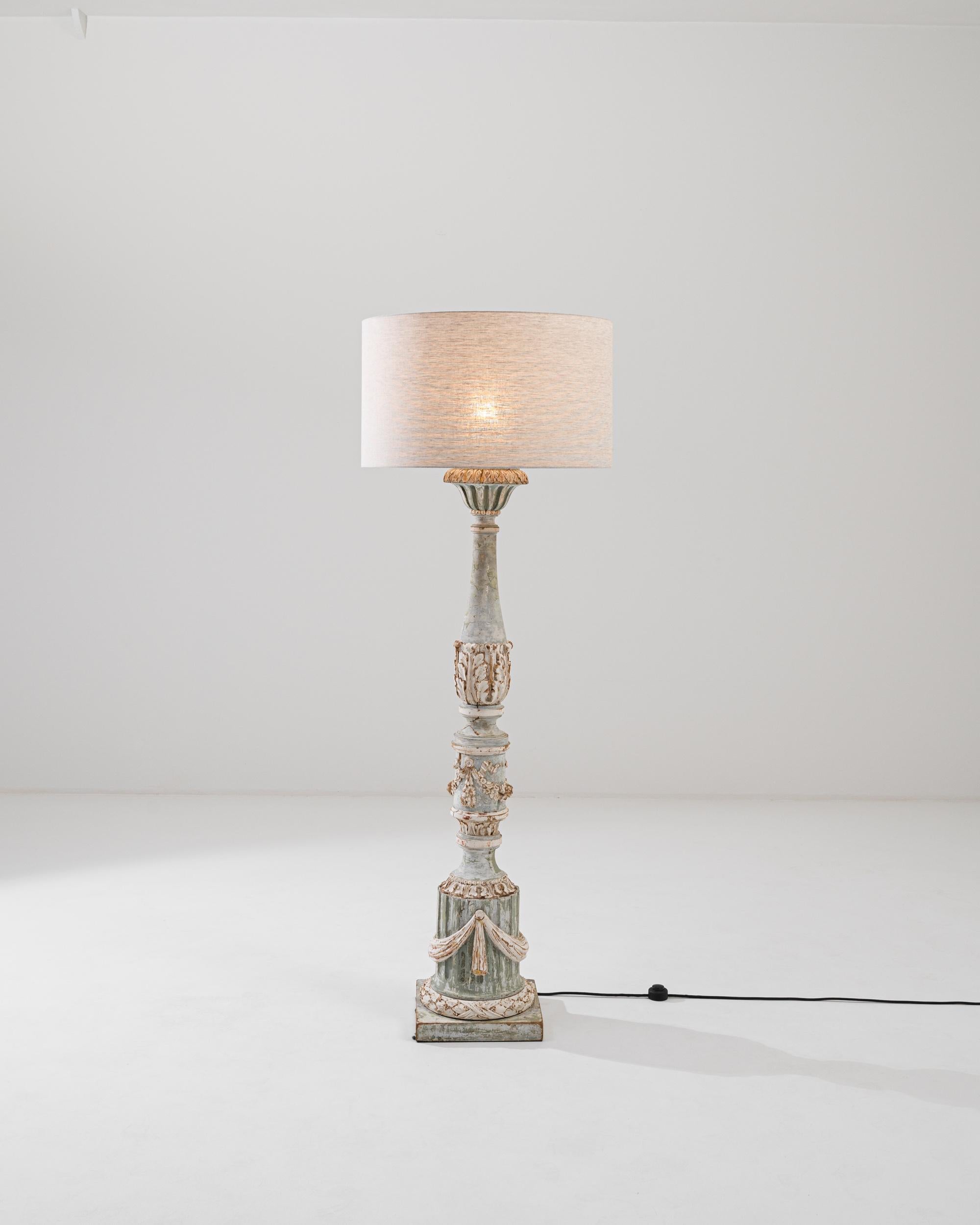 Neoclassical Turn of the Century French Wooden Floor Lamp For Sale