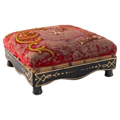Antique Turn of the Century French Wooden Miniature Footstool