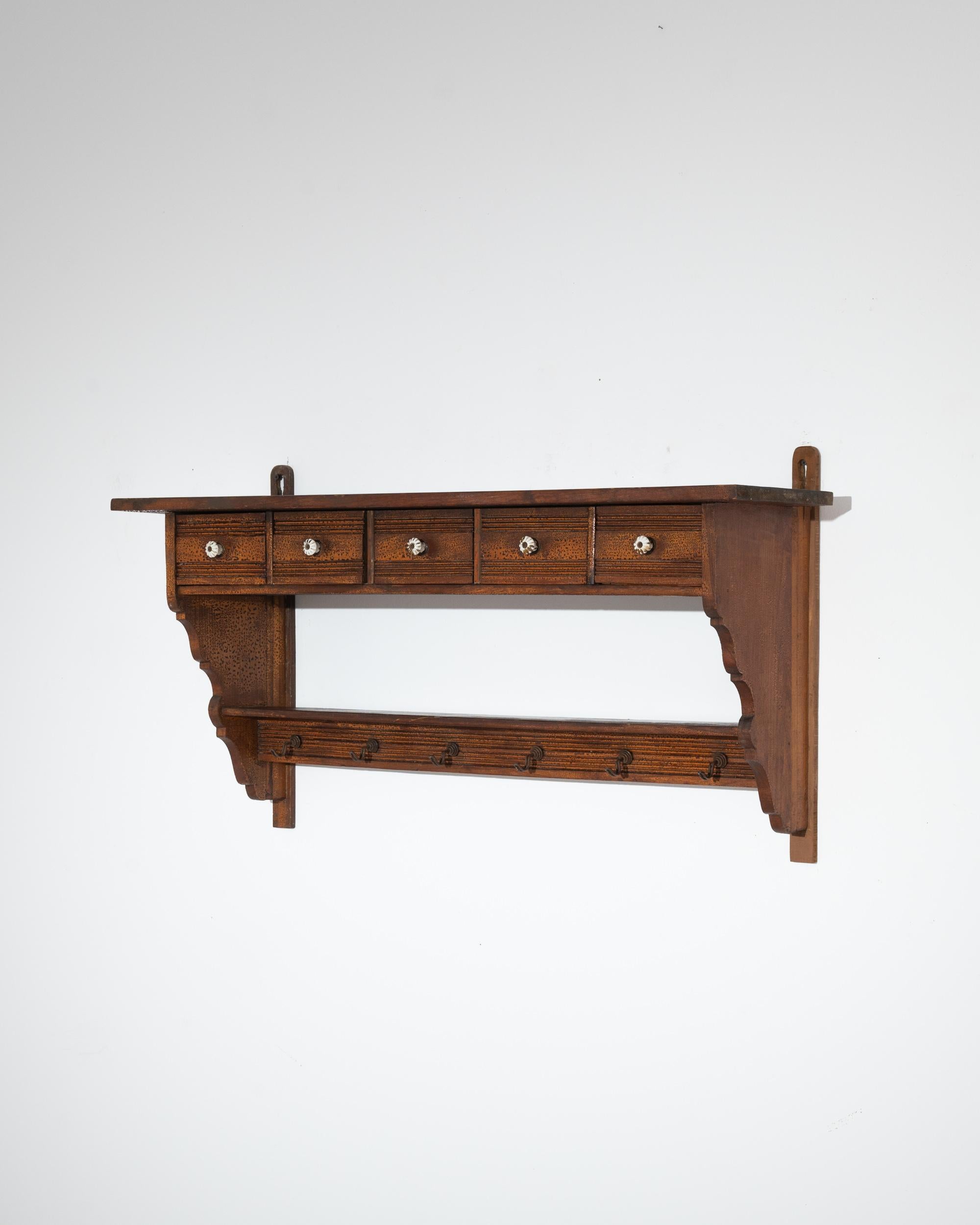 Turn of the Century French Wooden Wall Shelf For Sale 4