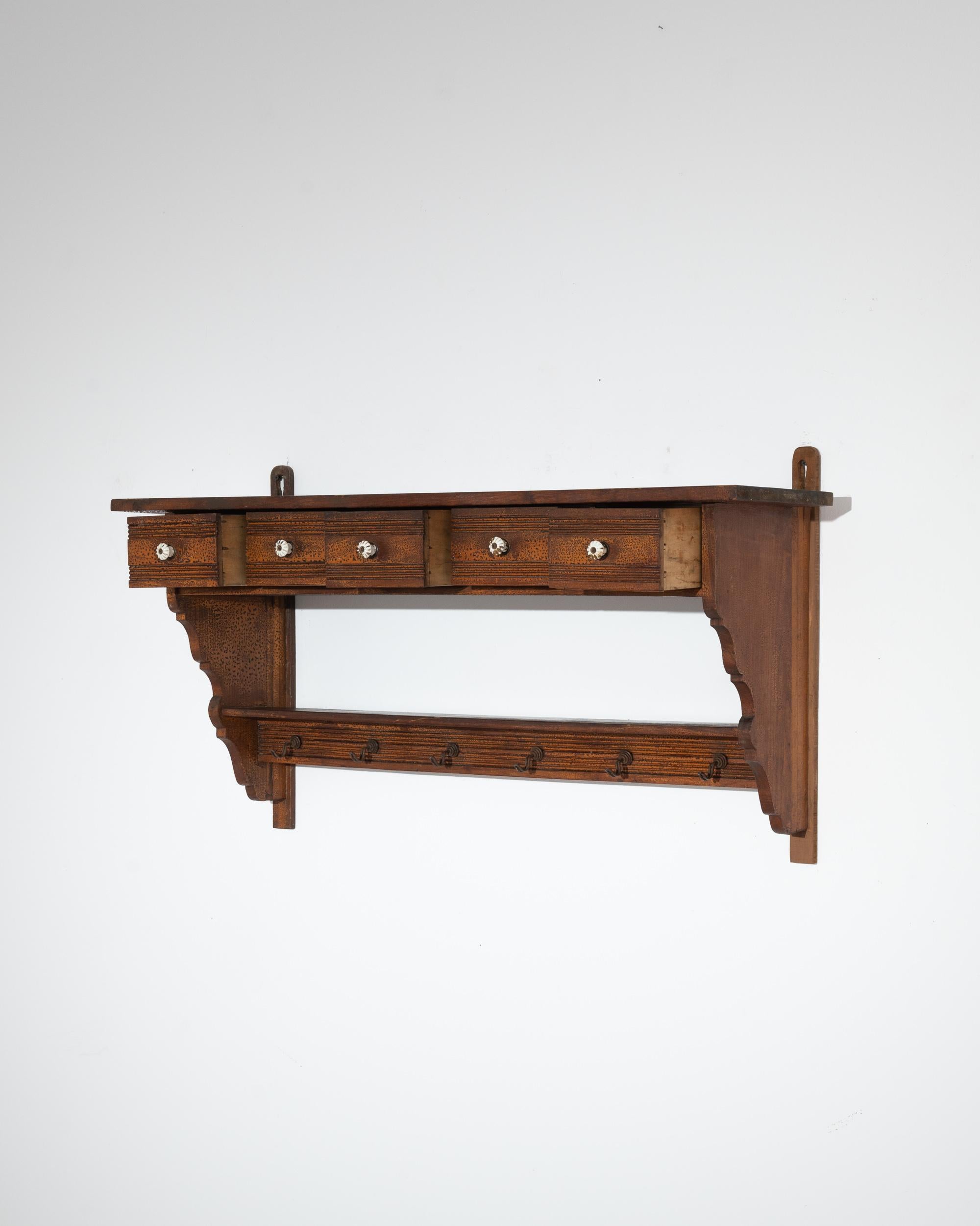 Turn of the Century French Wooden Wall Shelf For Sale 5