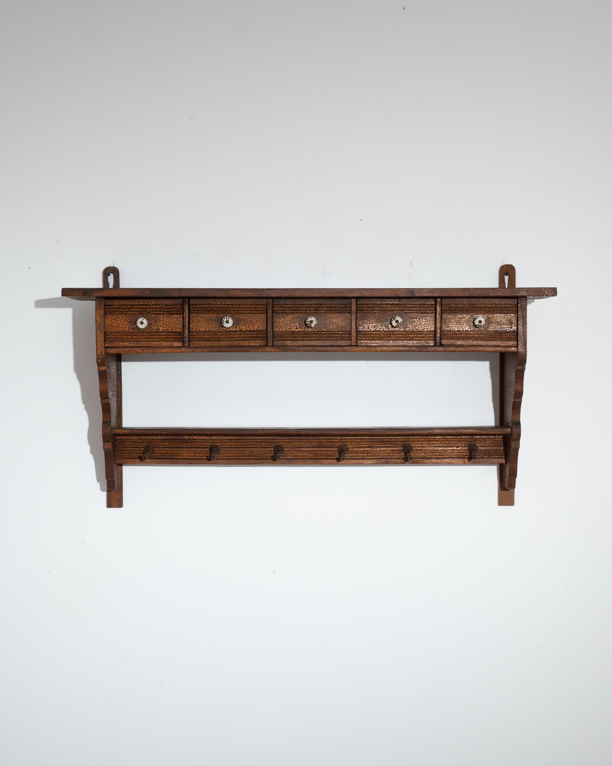 Turn of the Century French Wooden Wall Shelf For Sale 1