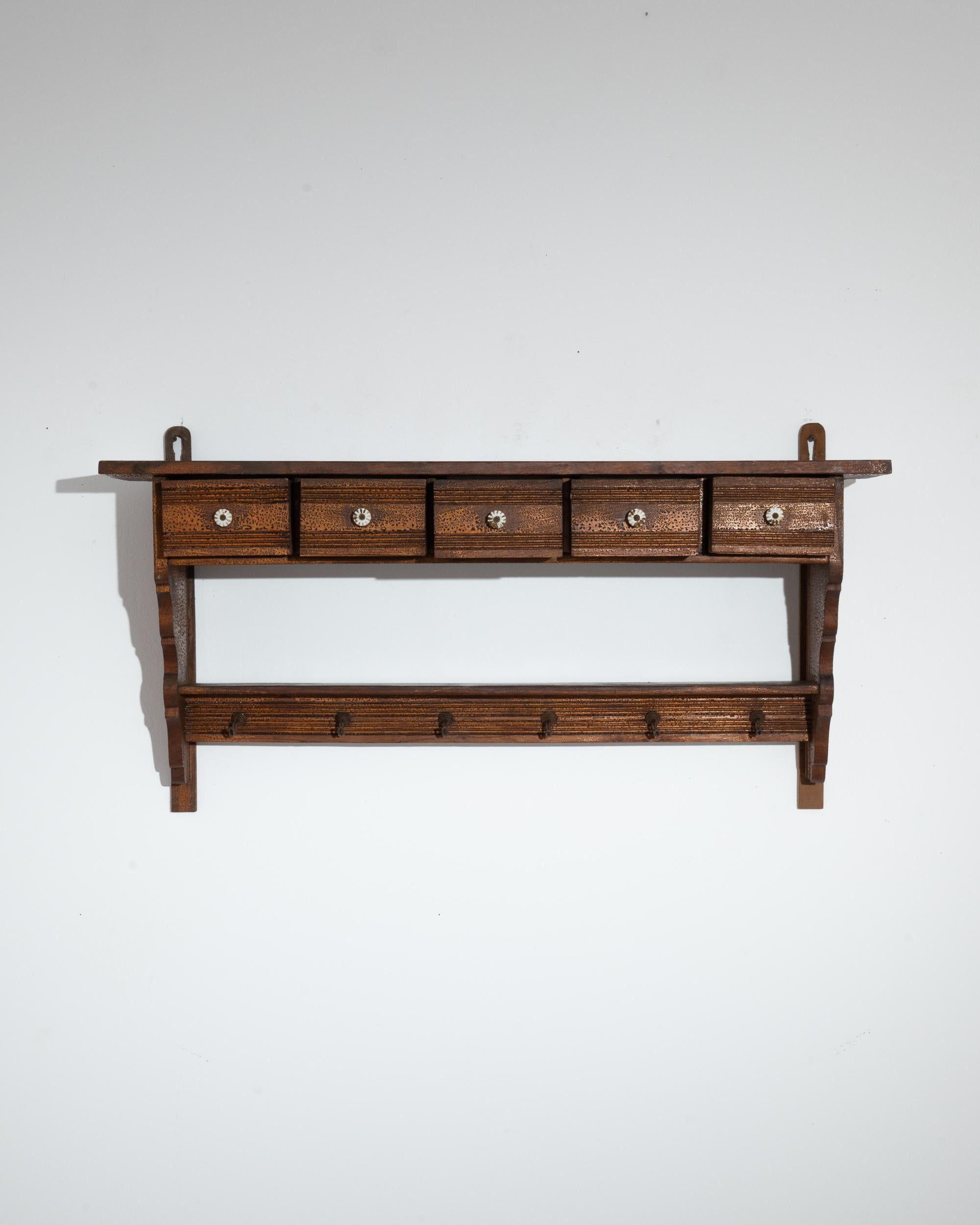 Turn of the Century French Wooden Wall Shelf For Sale 2