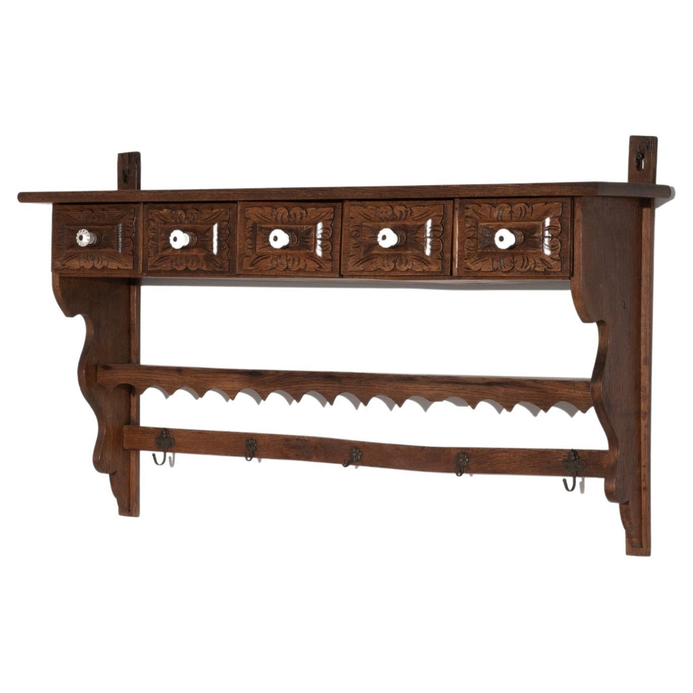 Turn of the Century French Wooden Wall Shelf For Sale