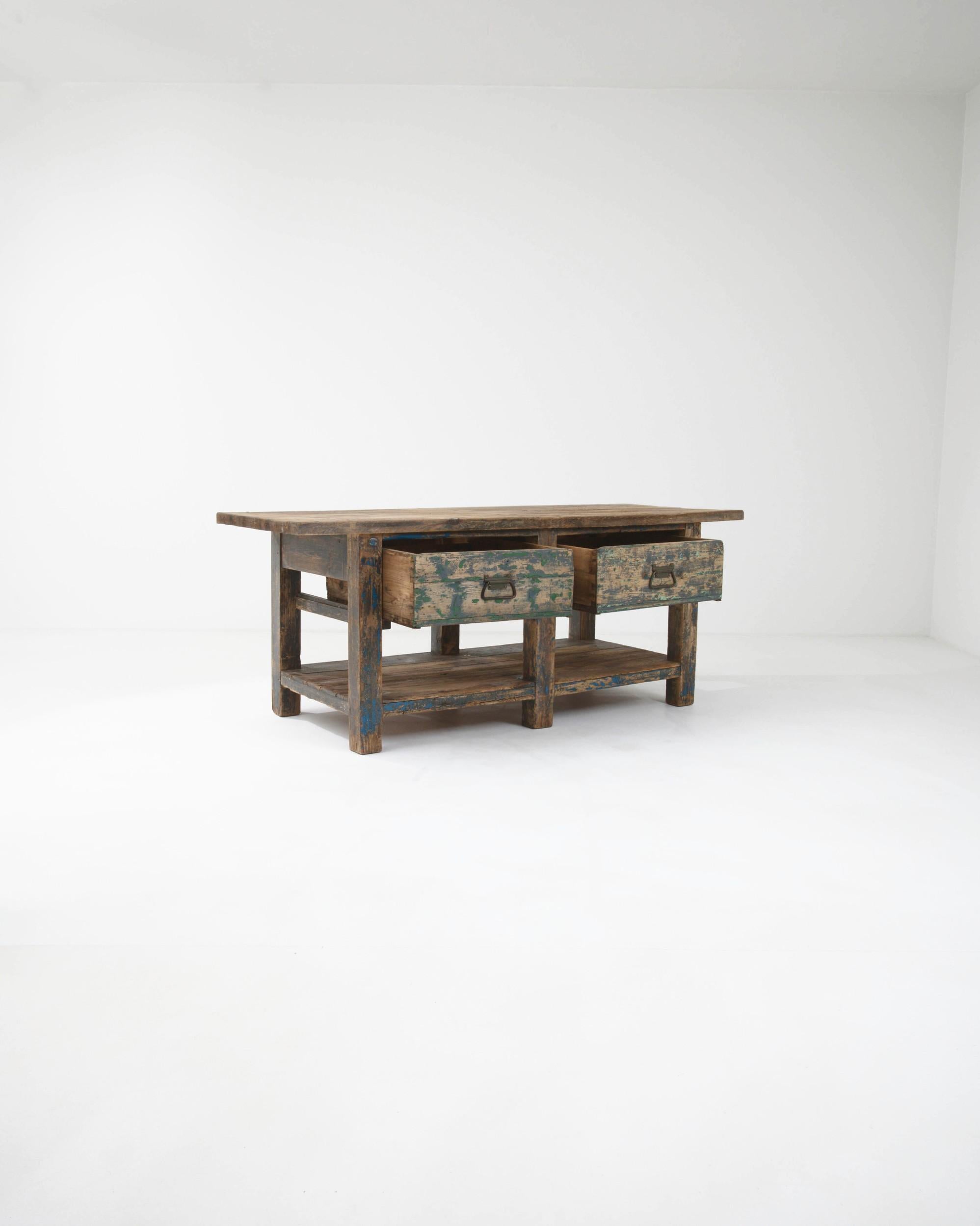Turn of the Century French Wooden Work Table For Sale 2