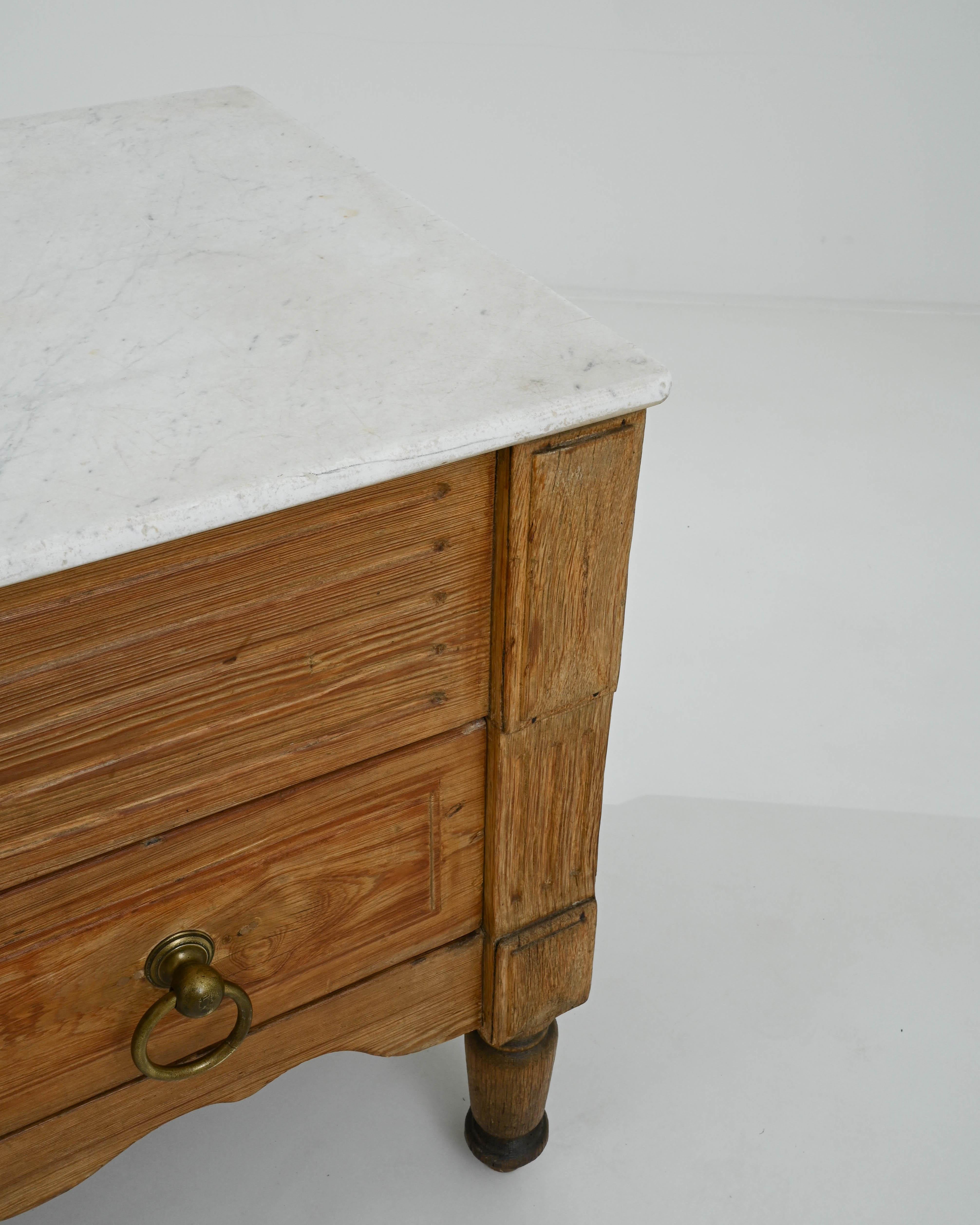 Turn of the Century French Wooden Work Table with Marble Top 5