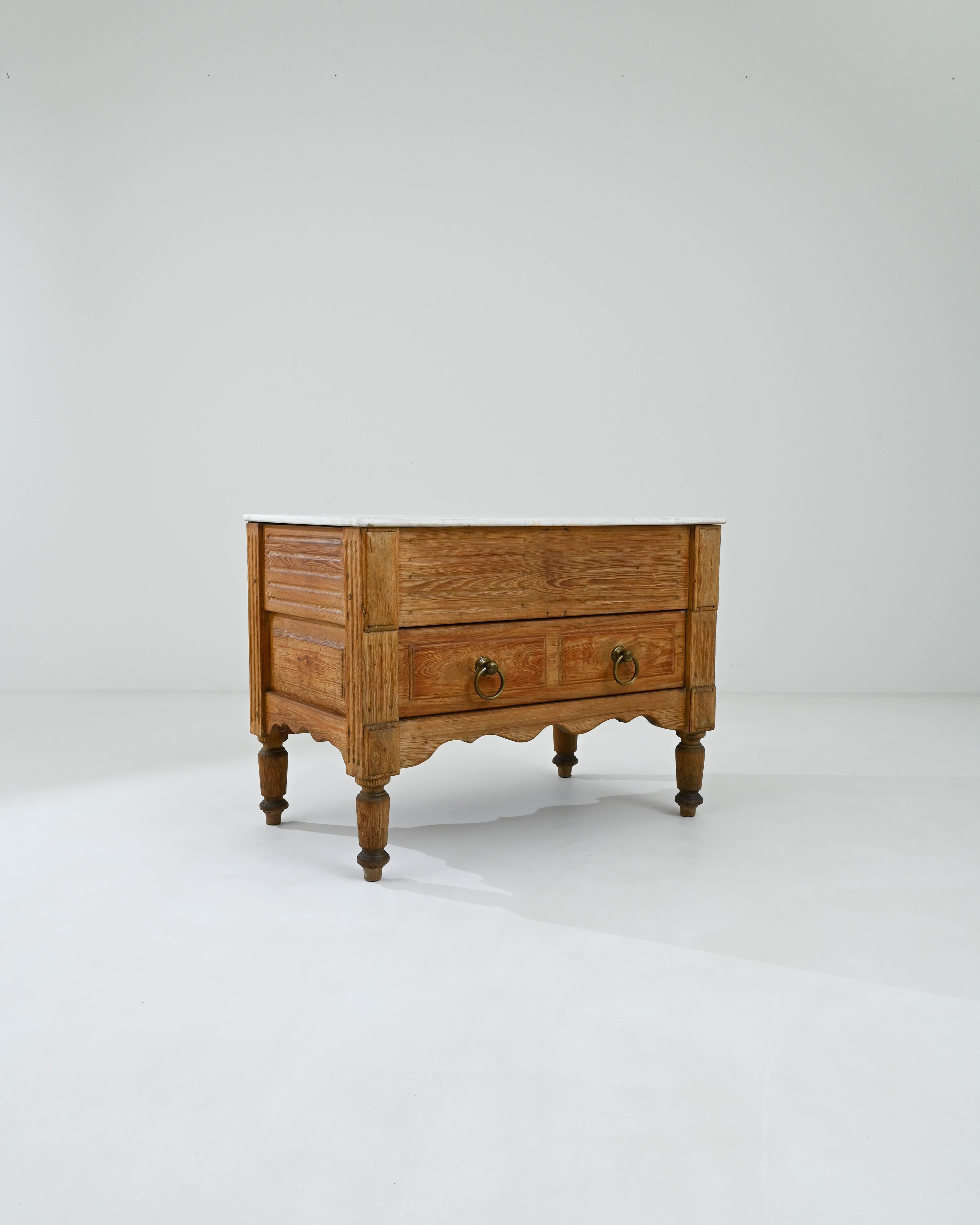 Early 20th Century Turn of the Century French Wooden Work Table with Marble Top