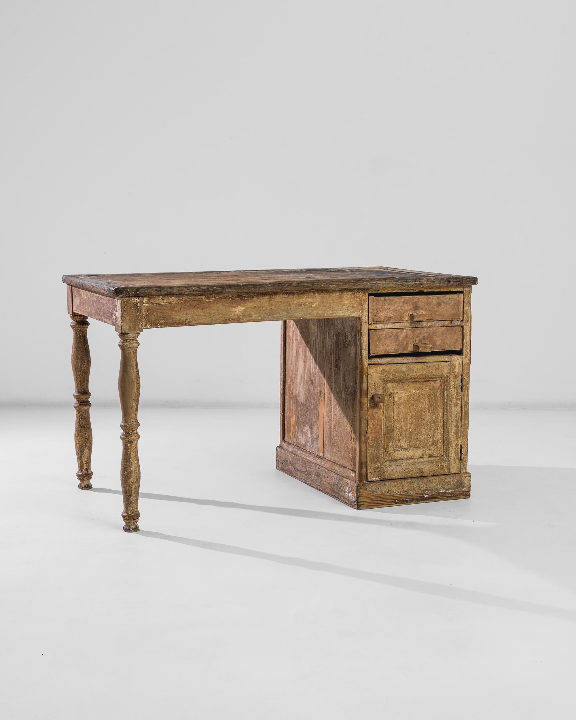 Patinated Turn of the Century French Writing Desk with Original Patina