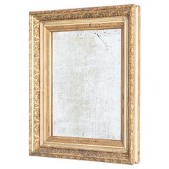 Turn of the Century Gilded Wooden Mirror with Patinated Surface