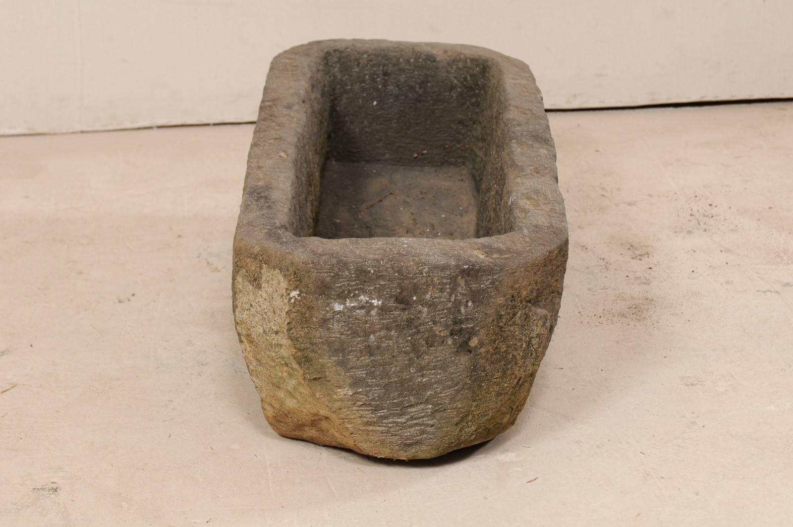 Turn of the Century Hand-Carved Rustic Long Stone Trough 2