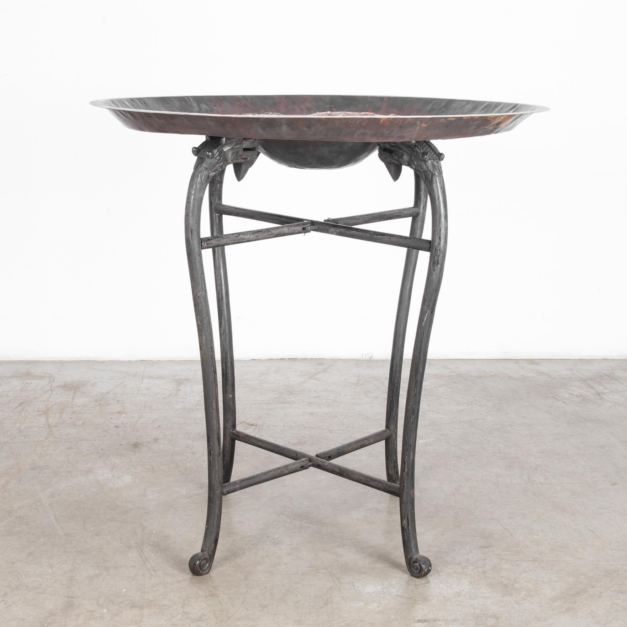 Anglo Raj Turn of the Century Indian Copper Tray Table 