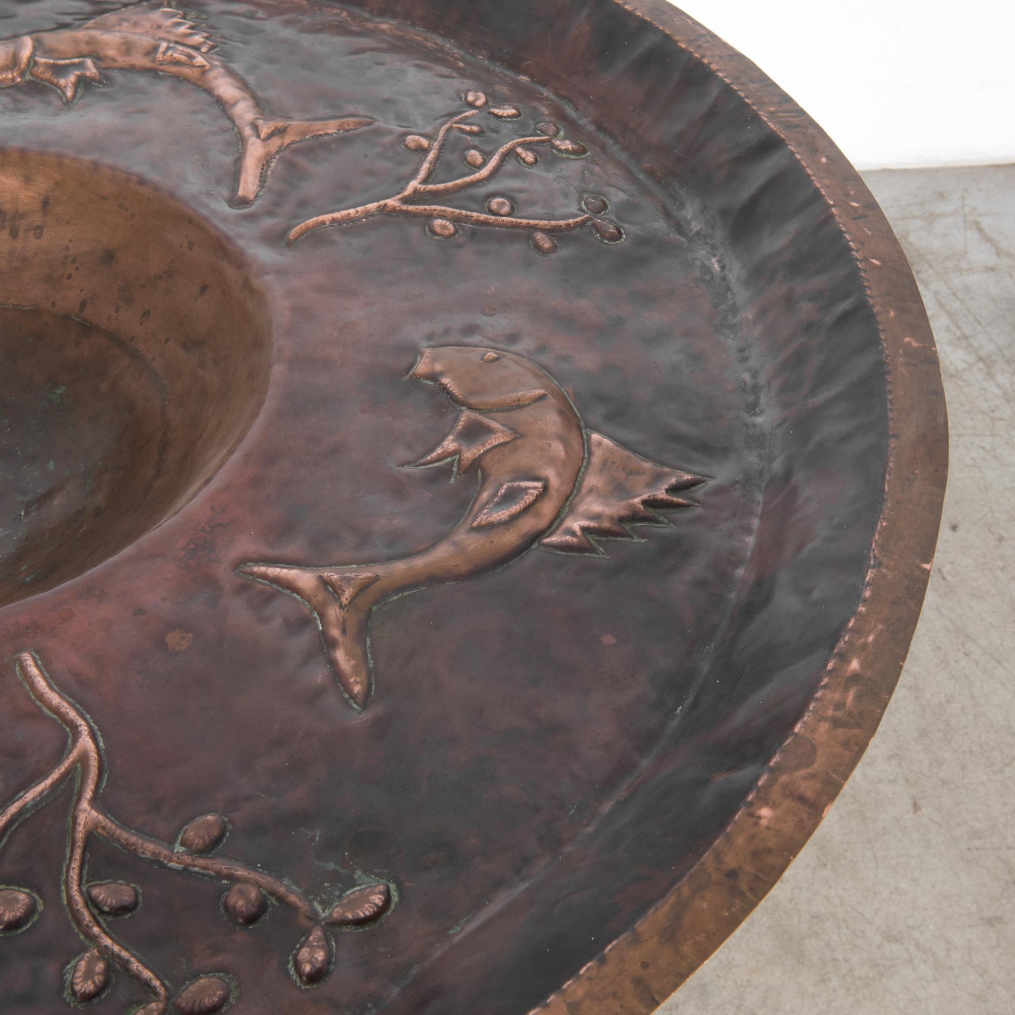 Metal Turn of the Century Indian Copper Tray Table 