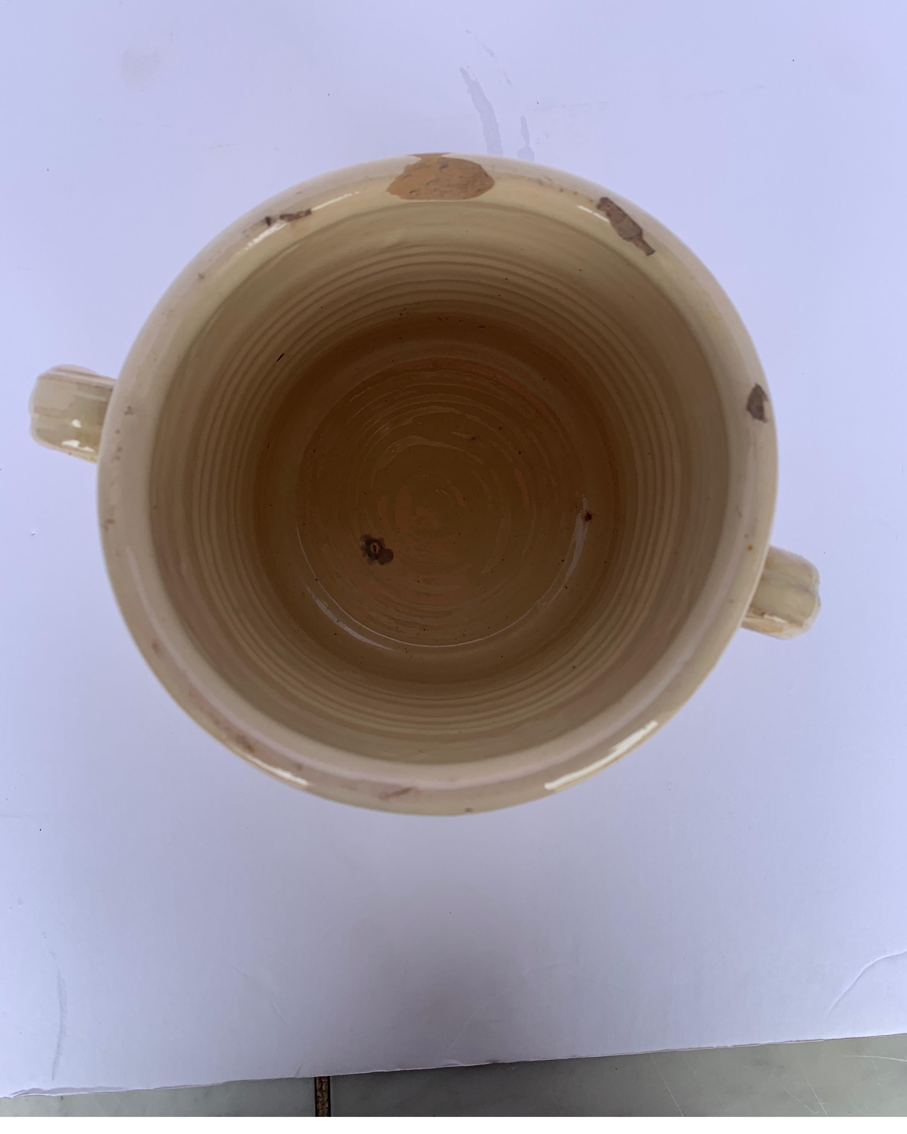 Fired Turn of the Century Italian Cream Earthenware Jar