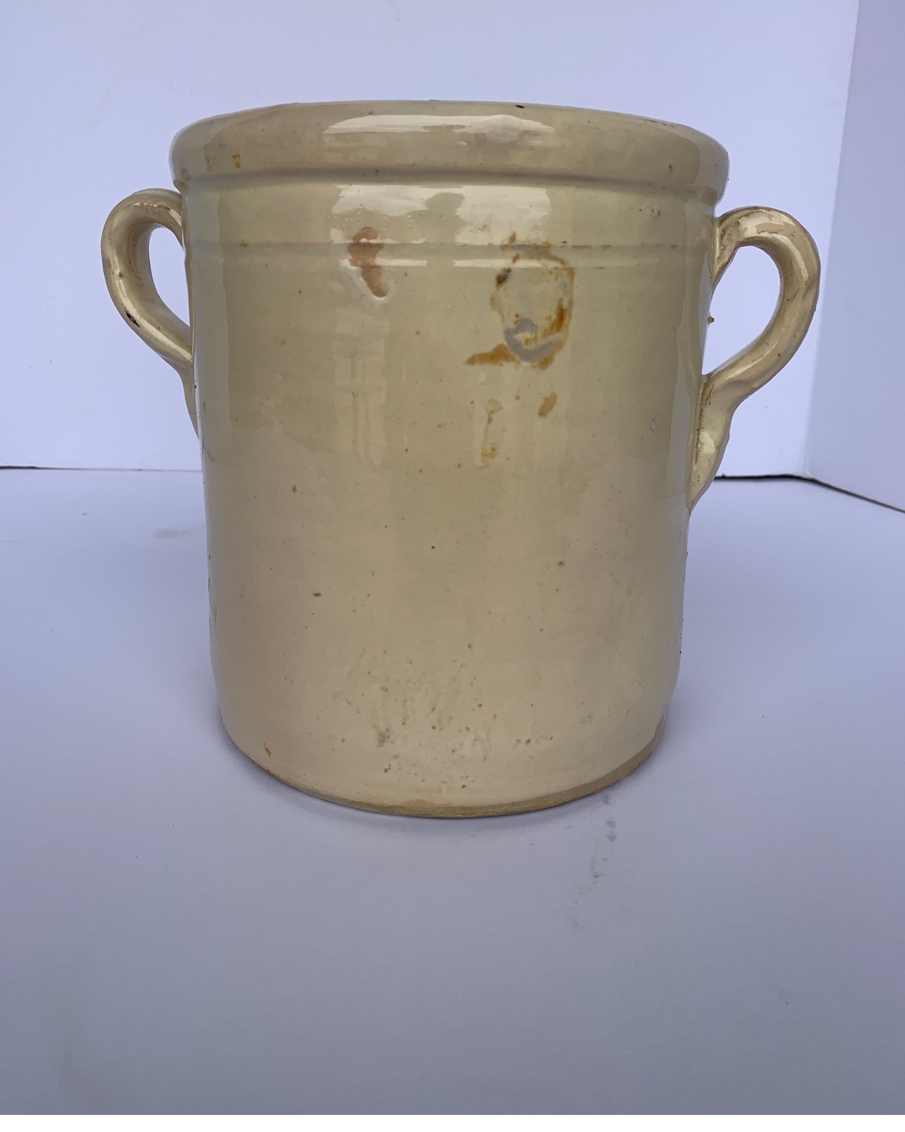 Turn of the Century Italian Cream Earthenware Jar 2