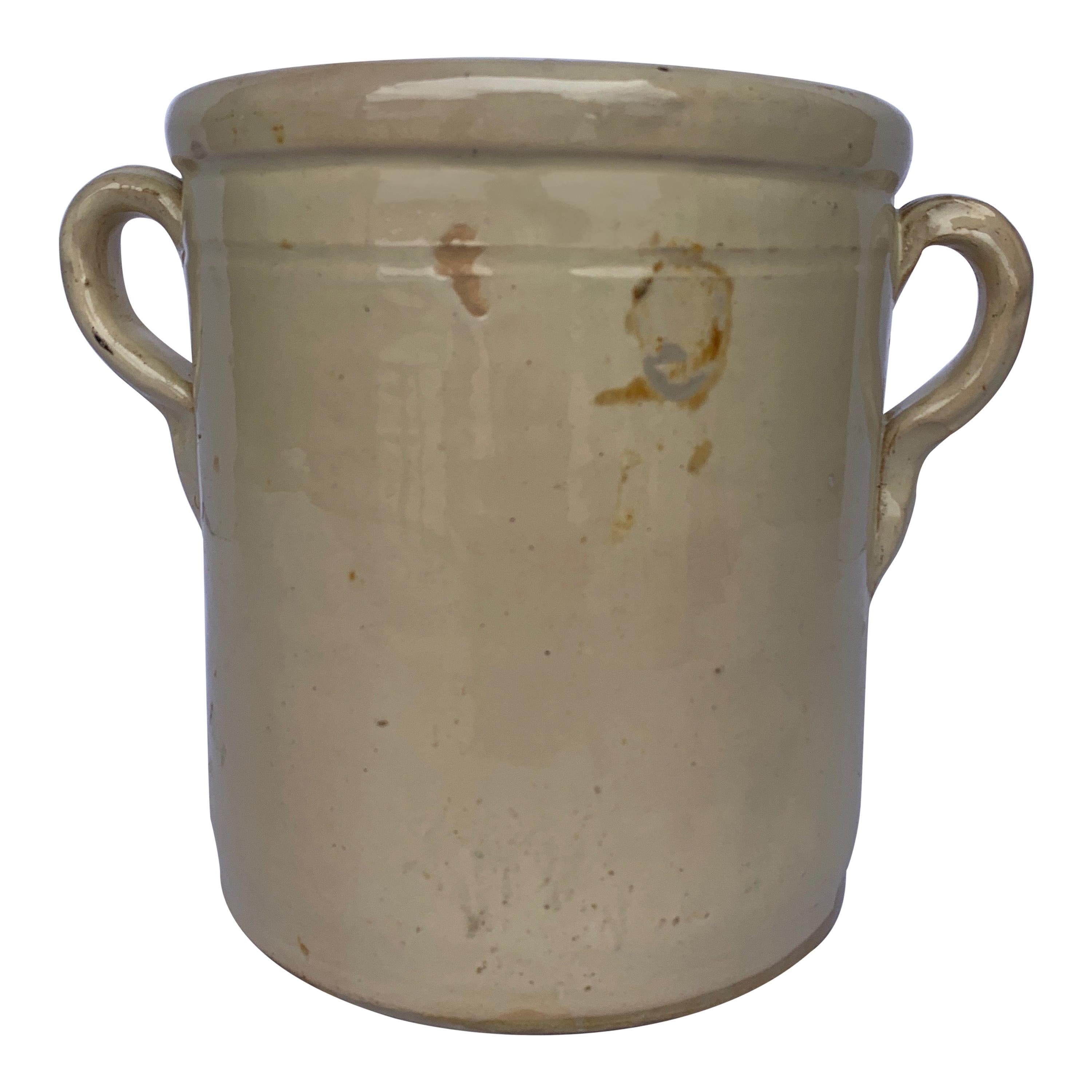 Turn of the Century Italian Cream Earthenware Jar