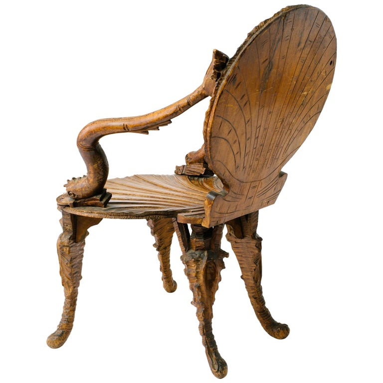 Turn of the Century Italian Fantasy Chair with Dolphin Arms at 1stDibs