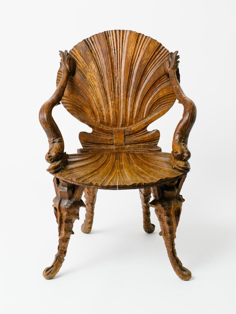 Turn of the Century Italian Fantasy Chair with Dolphin Arms at 1stDibs