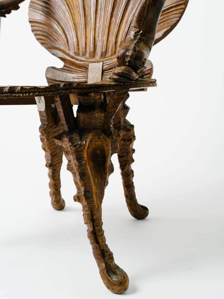Turn of the Century Italian Fantasy Chair with Dolphin Arms at 1stDibs