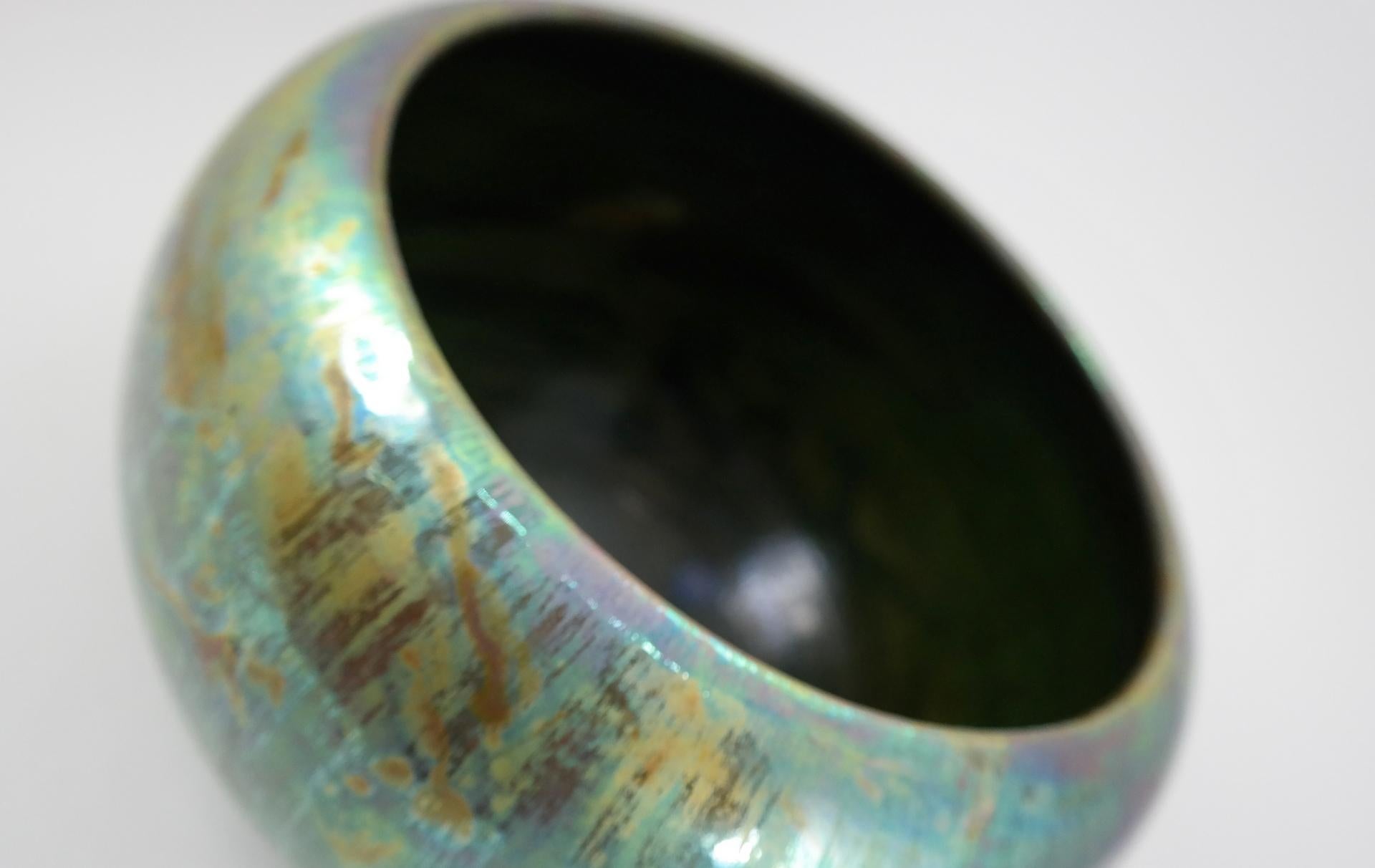 Art Nouveau Turn of the Century Jugendstil Zsolnay Ceramic Iridescent Eosin Glazed Cachepot