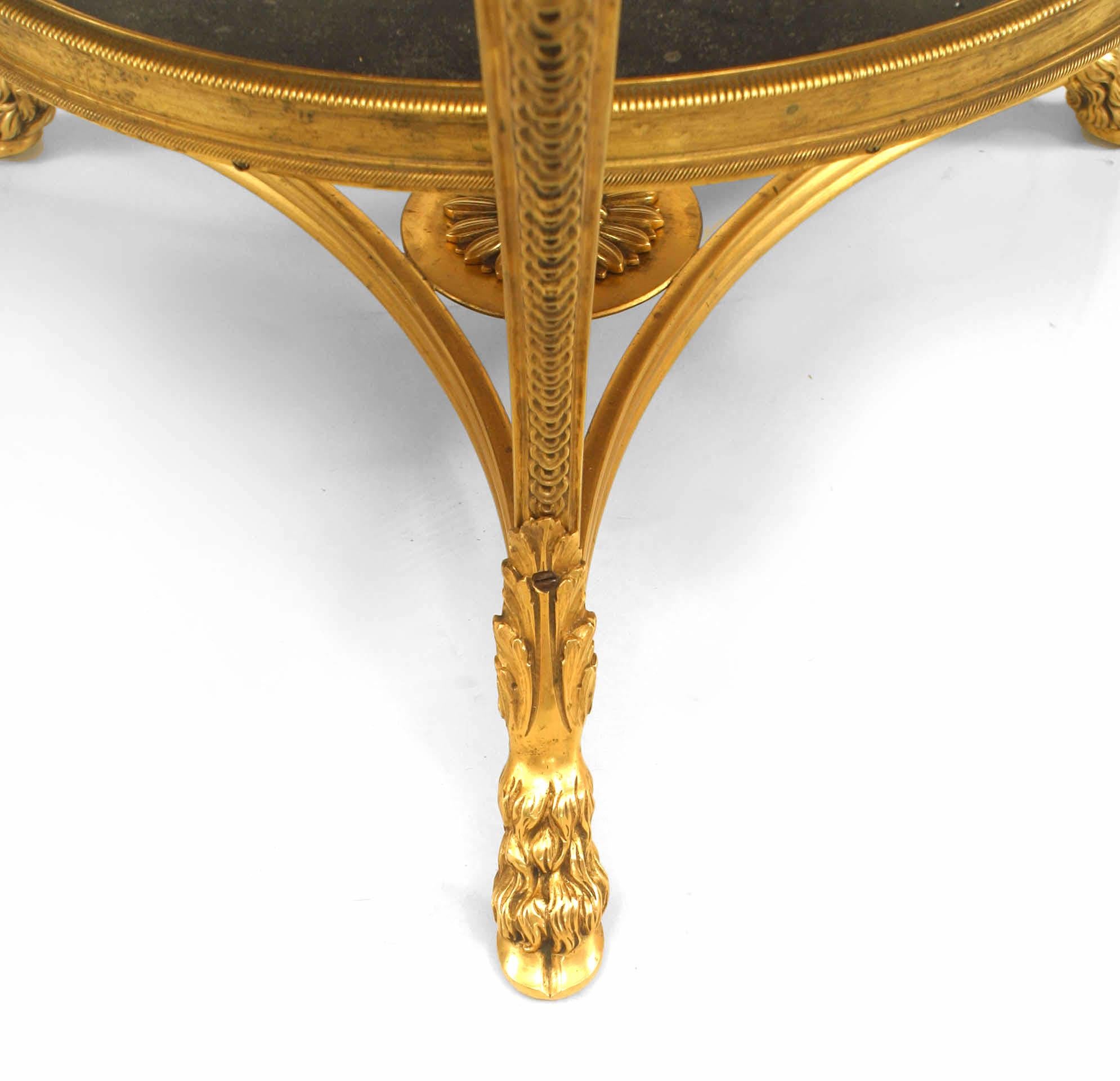 French Louis XVI Style Bronze Dore Ram and Marble End Table For Sale 1