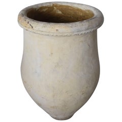 Turn of the Century Lucena Cream Olive Jar with Glazed Gold Interior