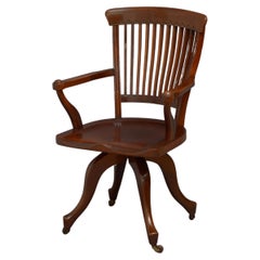 Antique Turn of the Century Mahogany Revolving Office Chair