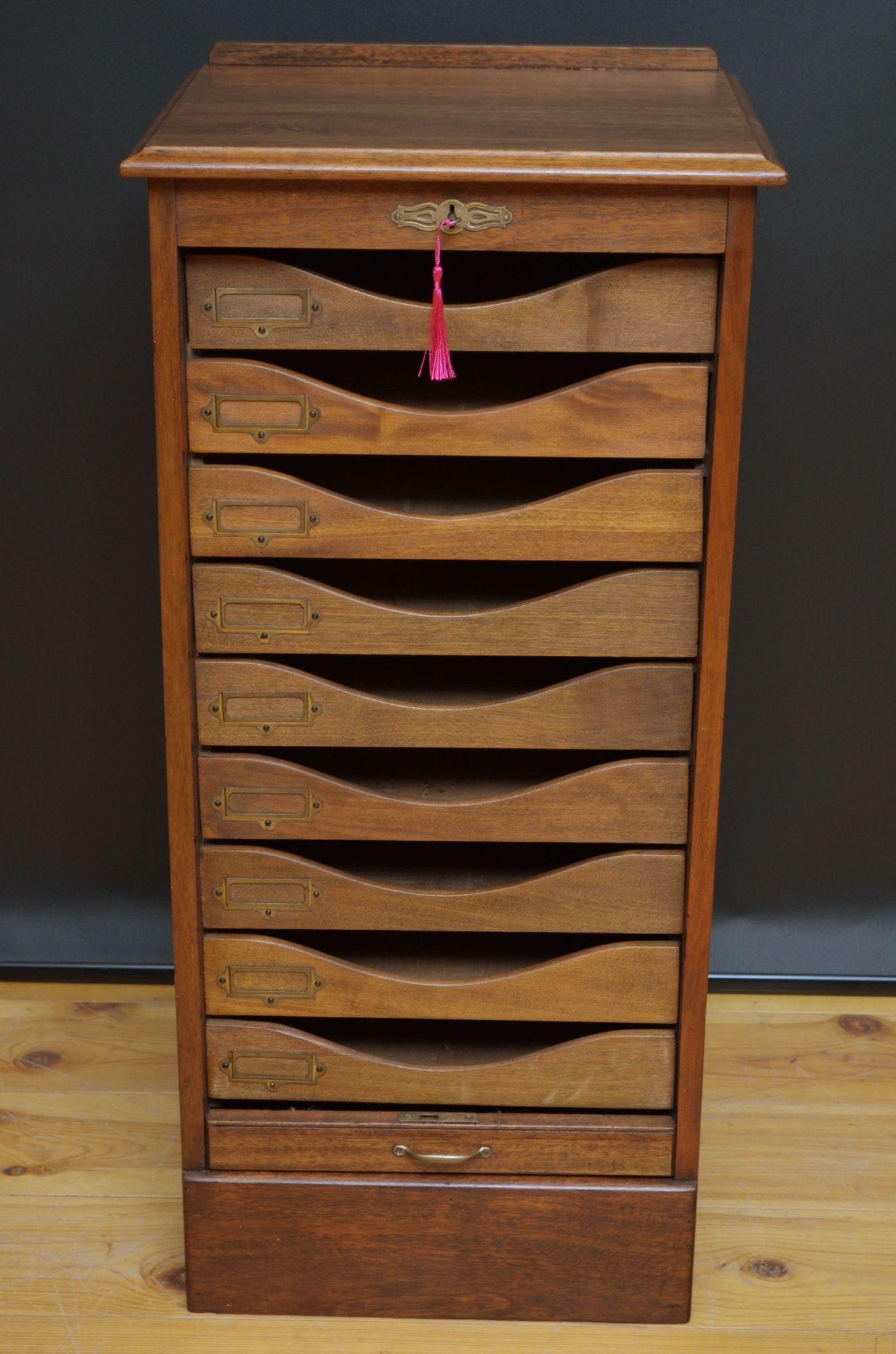 Turn of the Century Mahogany Tambour Filing Cabinet 1