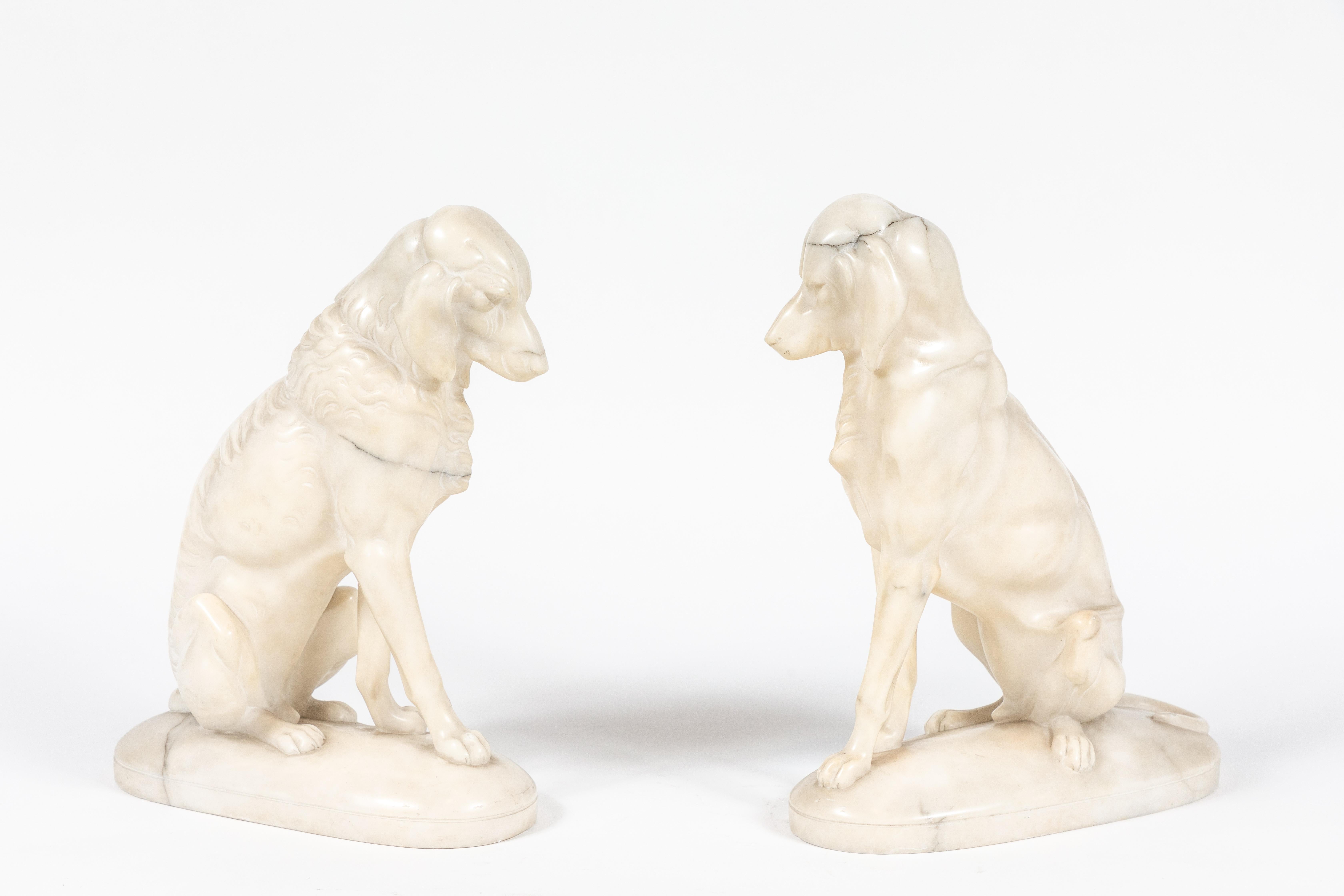 Italian Turn-of-the-Century Marble Hounds For Sale