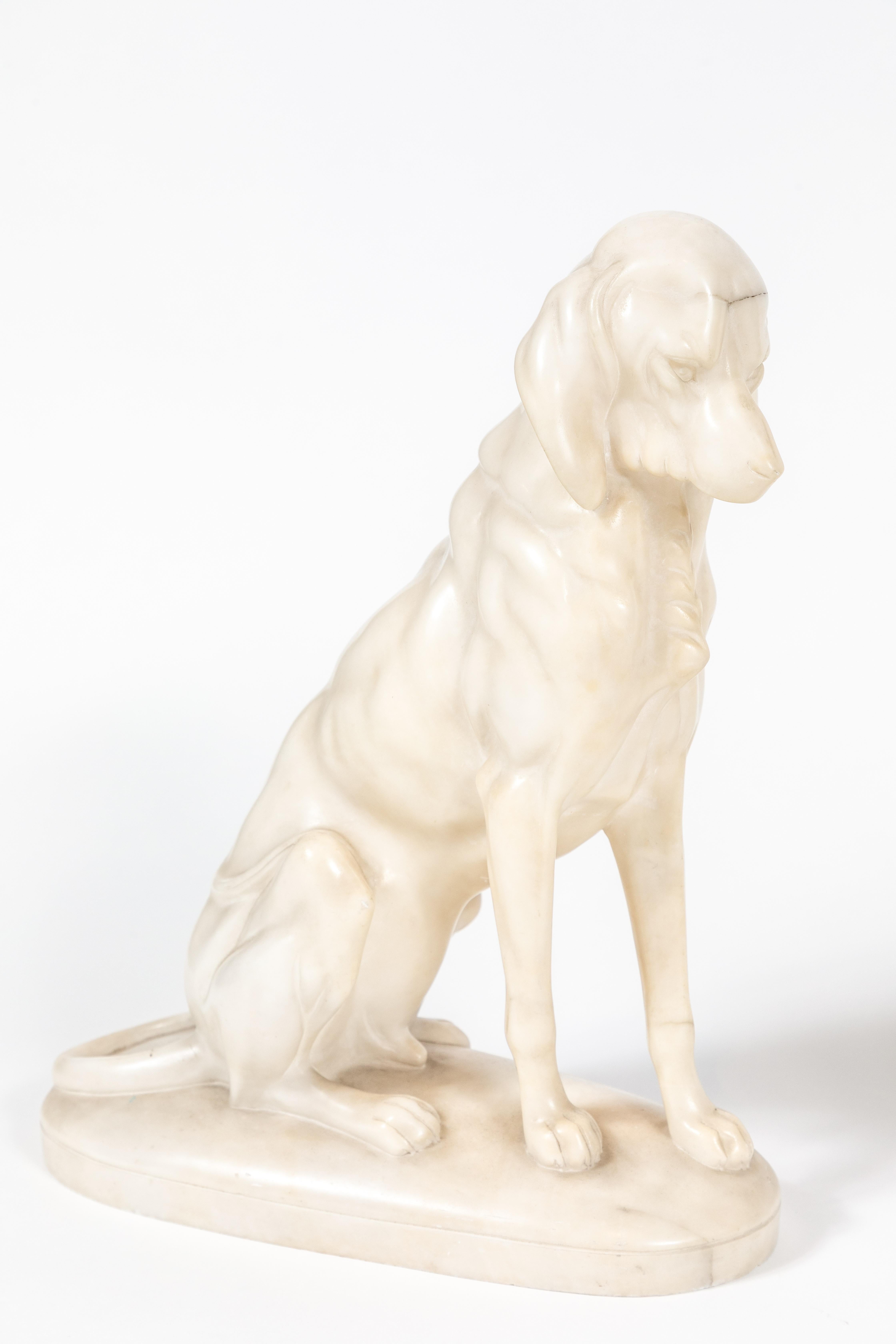 Carved Turn-of-the-Century Marble Hounds For Sale