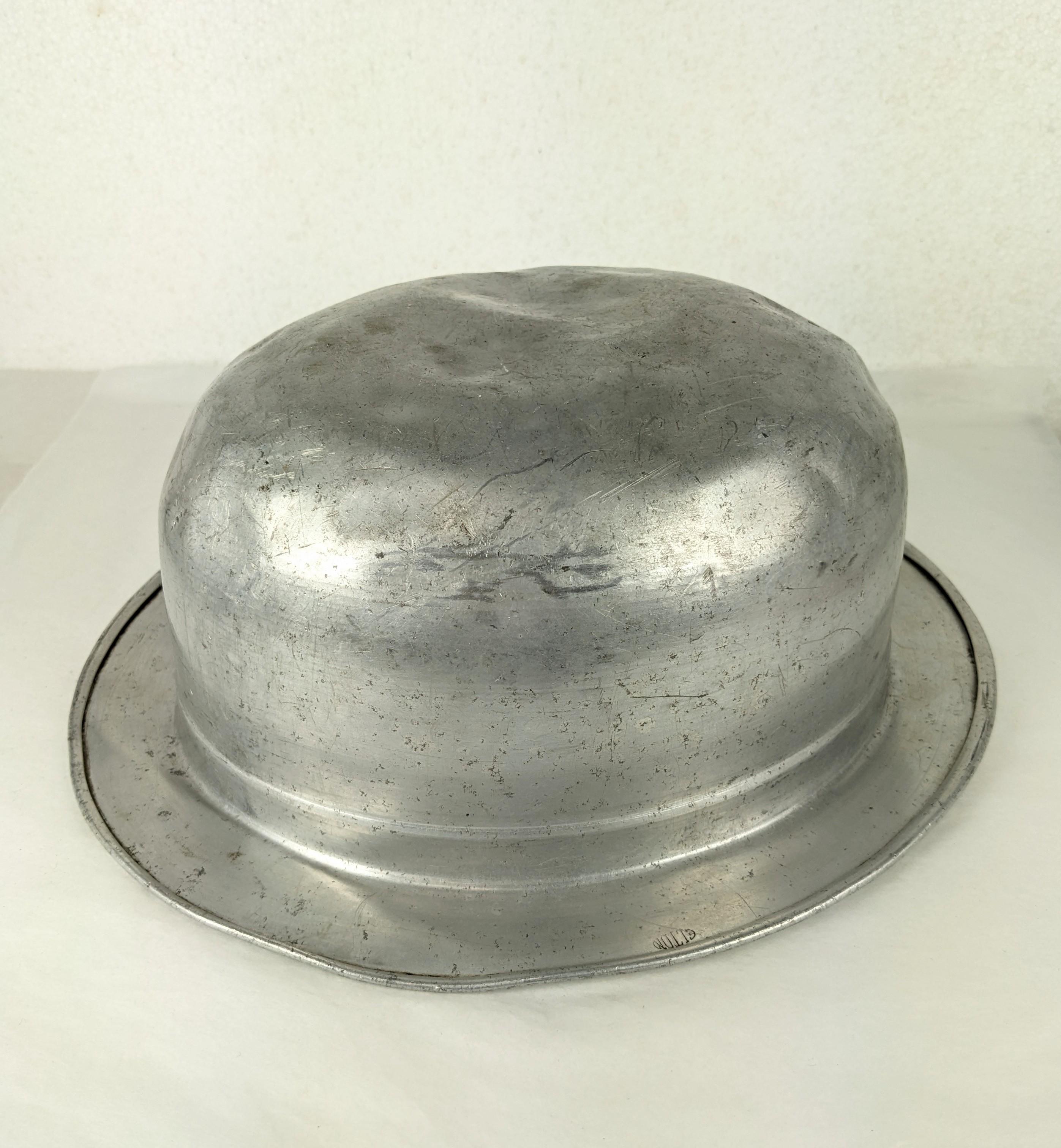 Turn of the Century Metal Bowler of molded sheet metal, possibly a salesmans sample or display item. 1930s. Marked ELTON. 10.5