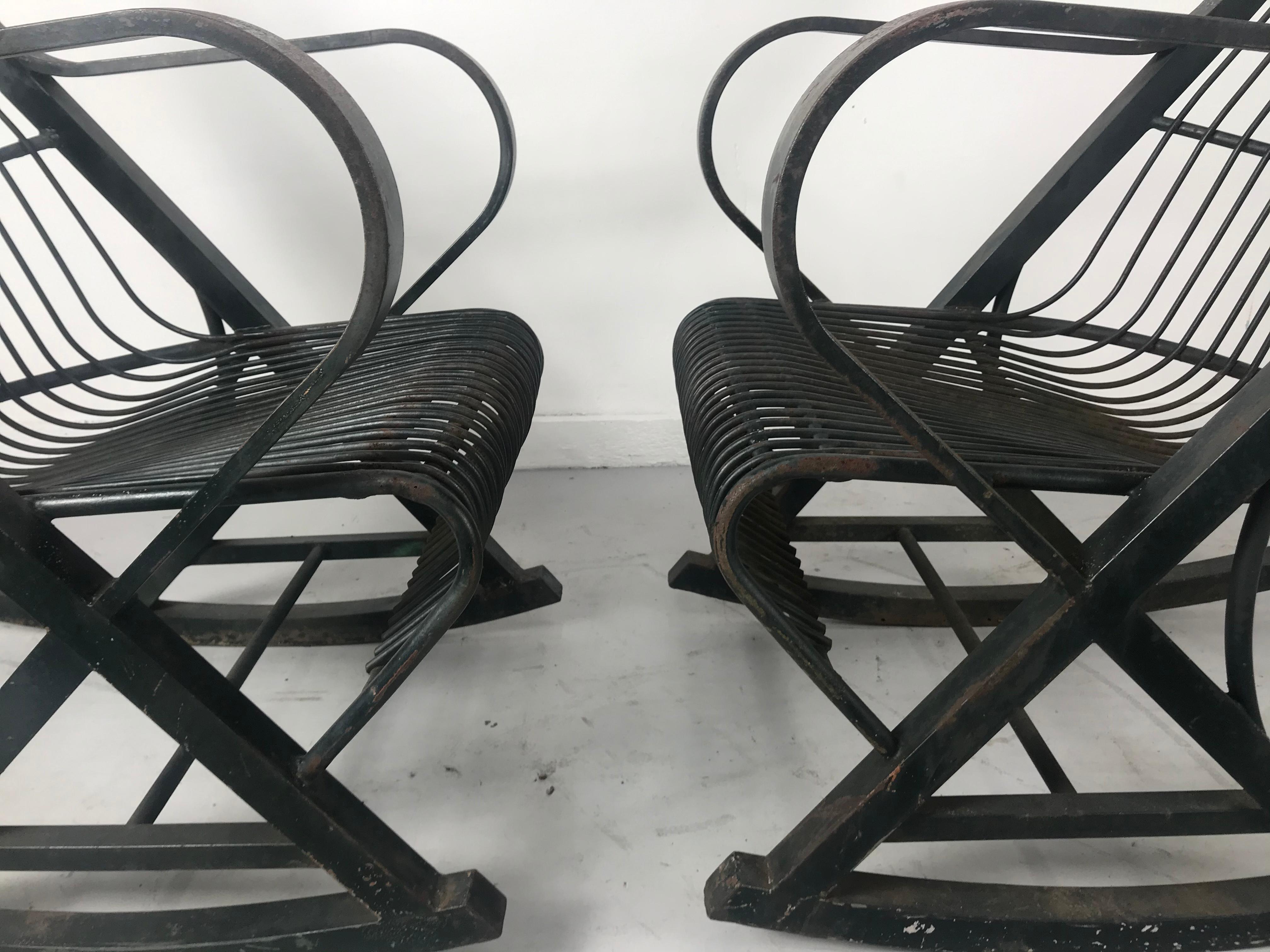Turn of the Century Metal Rockers Everlasting Comfort Chair Trudo Mfg Co In Good Condition In Buffalo, NY