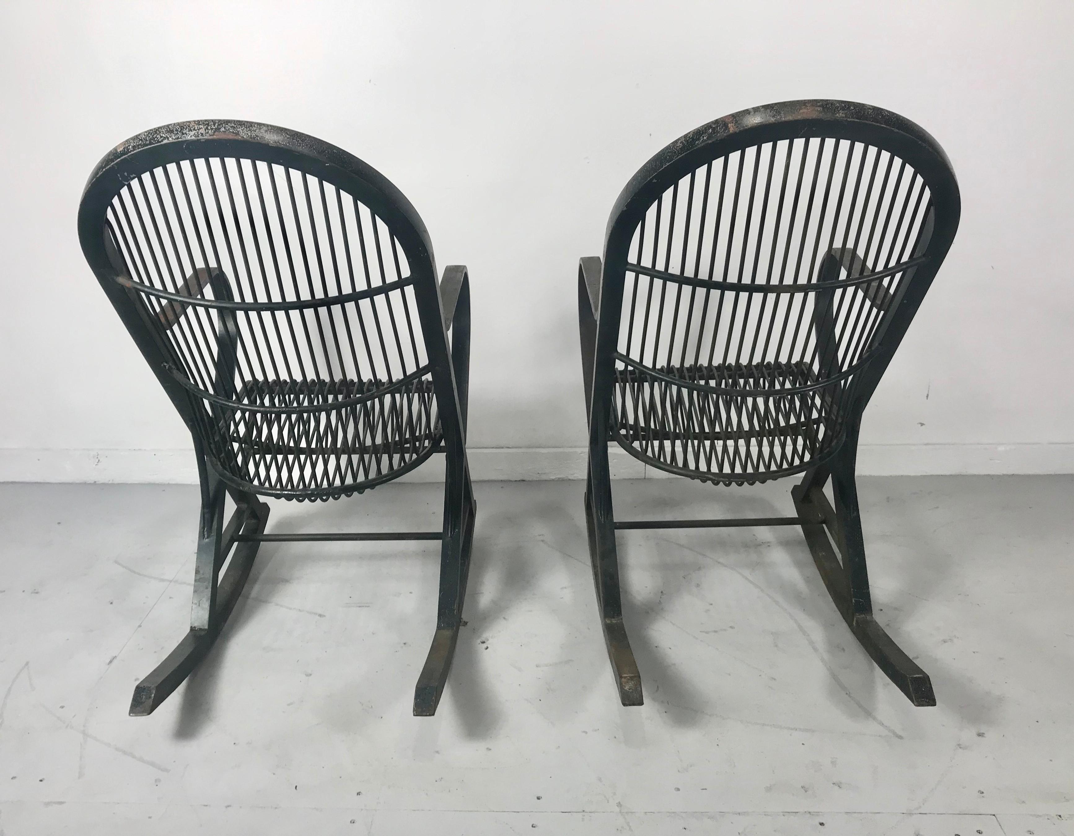 Early 20th Century Turn of the Century Metal Rockers Everlasting Comfort Chair Trudo Mfg Co