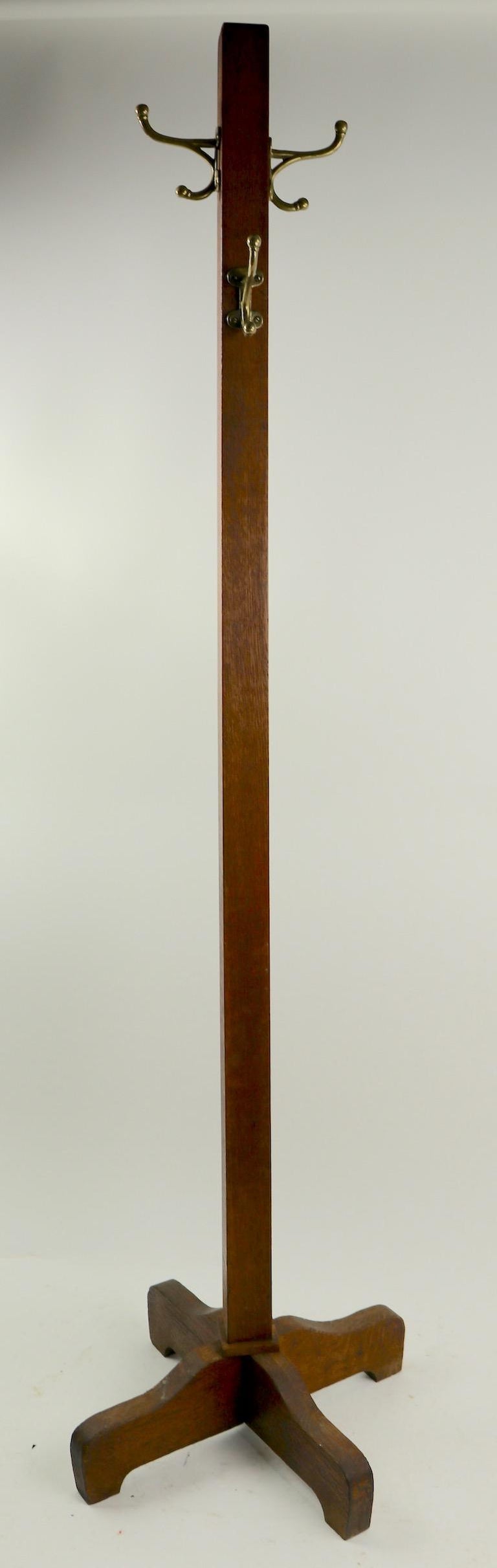 Turn of the Century Mission Arts and Crafts Style Oak Coat Tree with