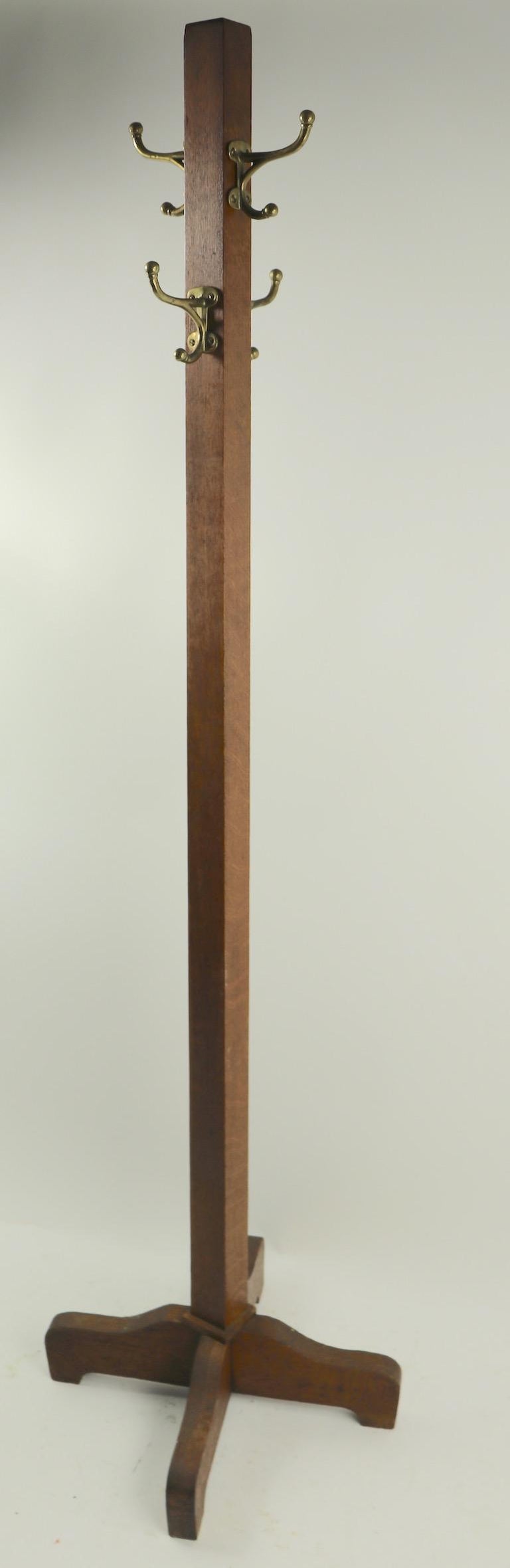 Turn of the Century Mission Arts and Crafts Style Oak Coat Tree with