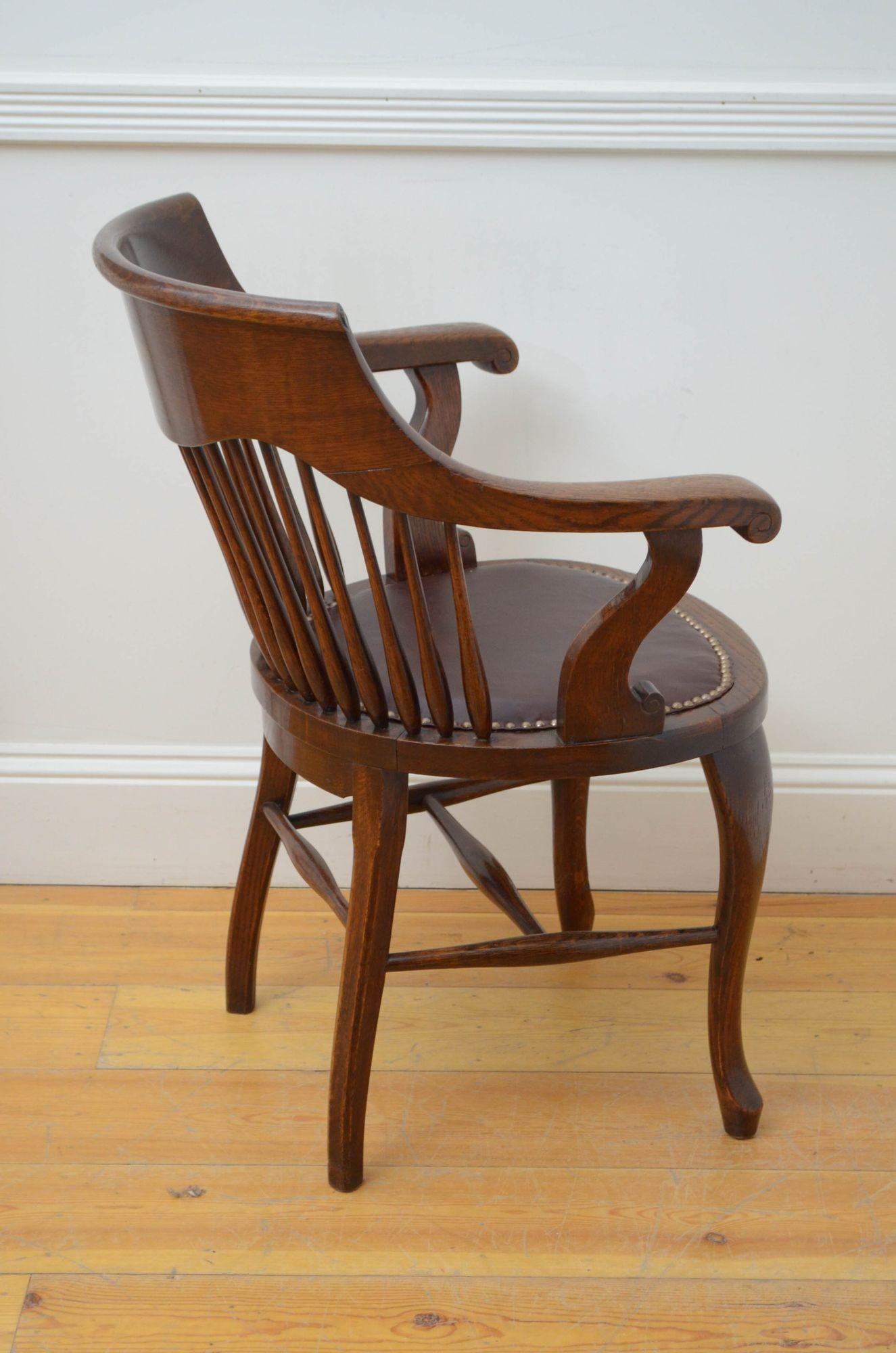 Turn of The Century Oak Desk Chair Office Chair For Sale 4