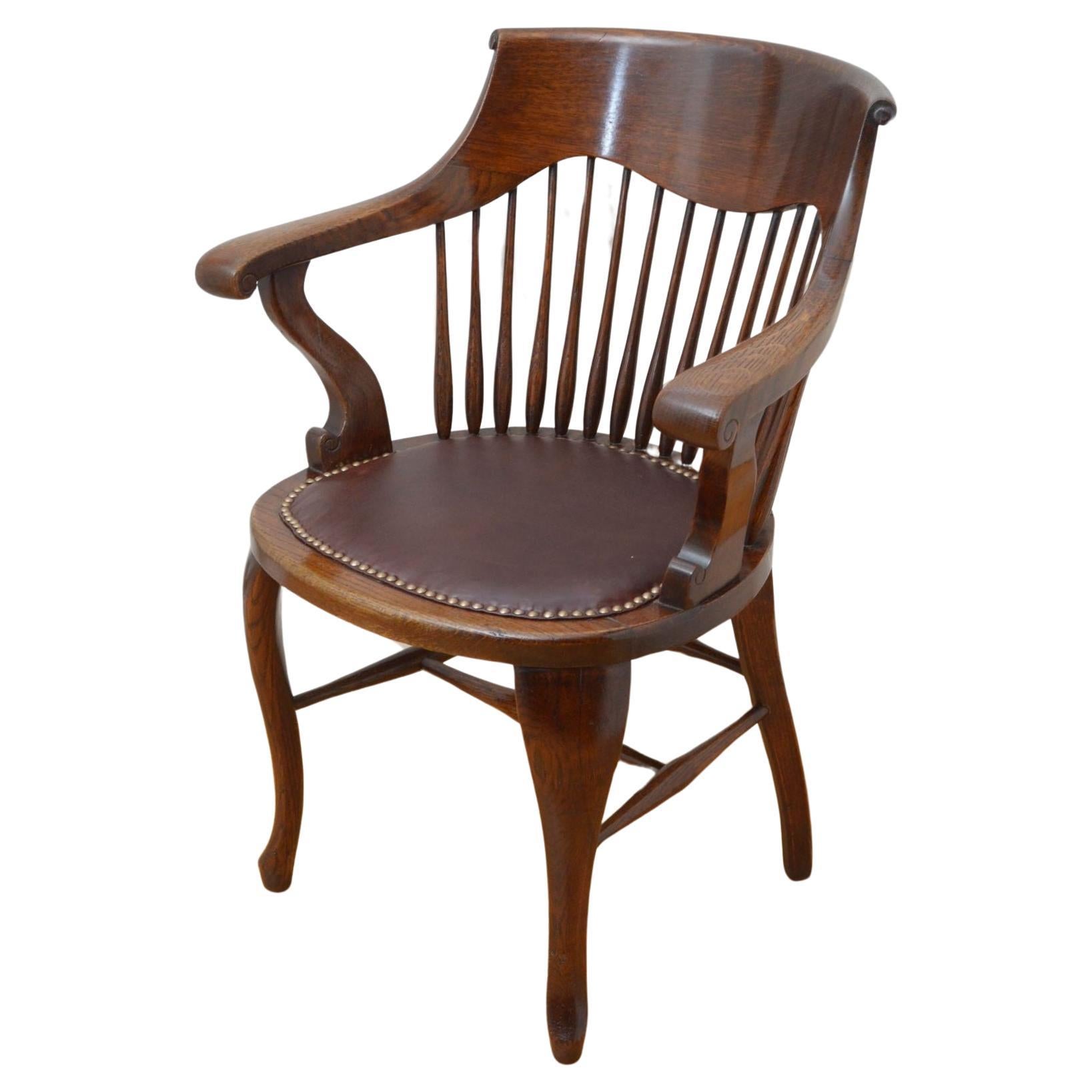 Turn of The Century Oak Desk Chair Office Chair For Sale