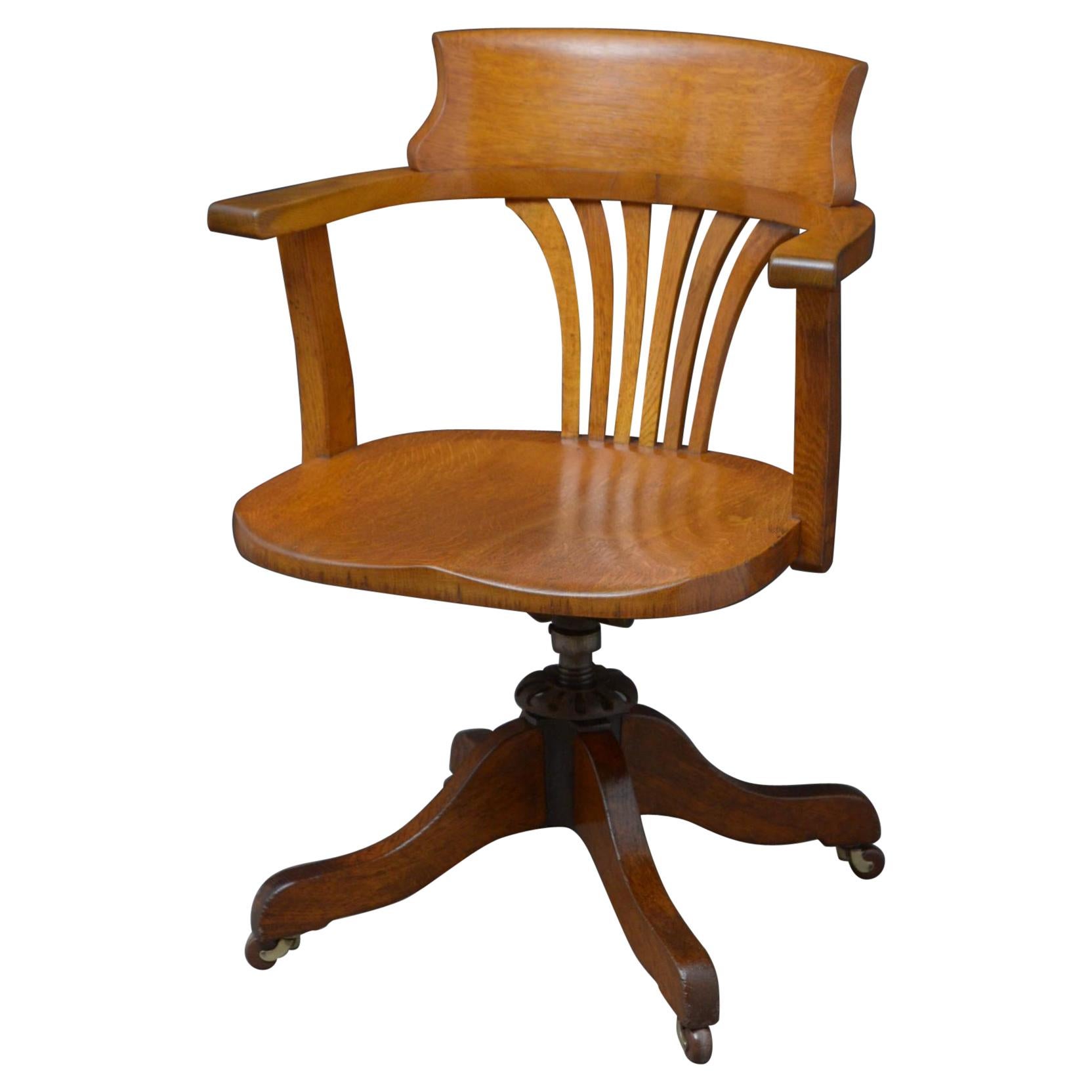 Turn of the Century Oak Office Chair For Sale