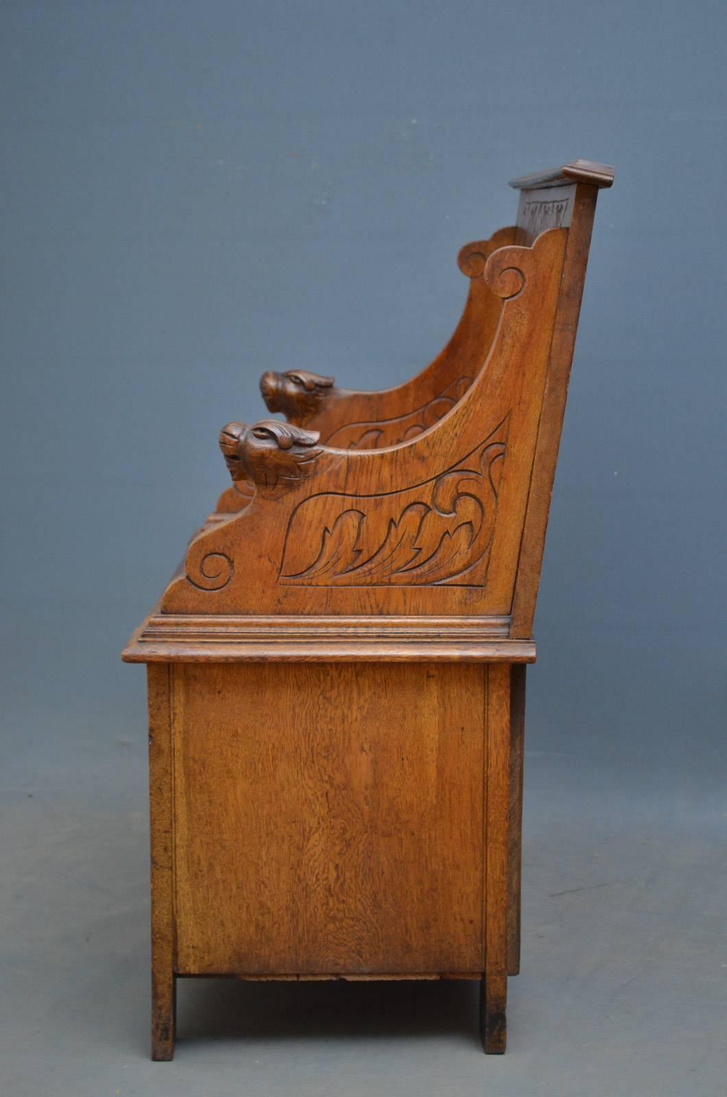 Turn of the Century Oak Settle 5