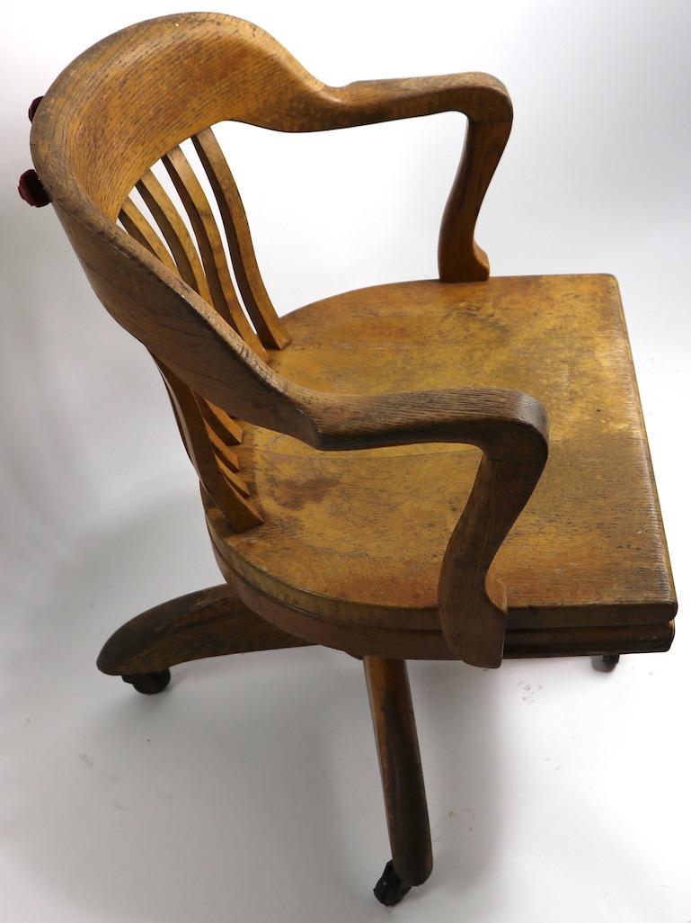 Turn of the Century Oak Swivel Tilt Office Chair 2