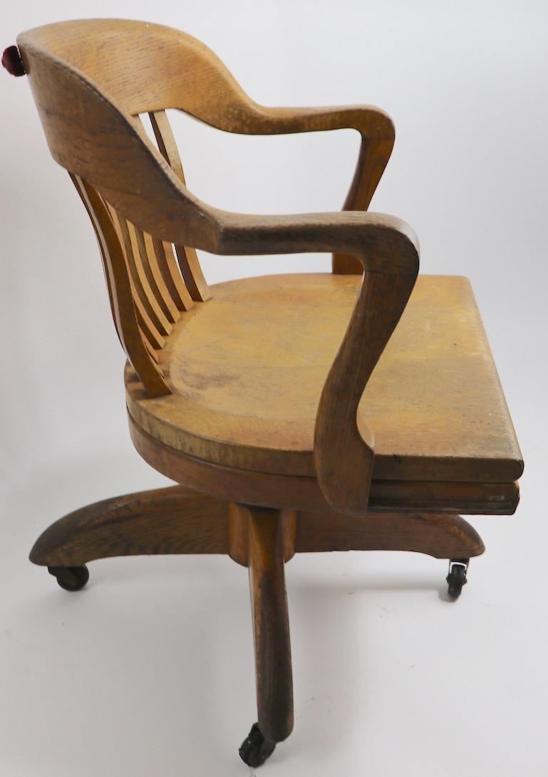 Turn of the Century Oak Swivel Tilt Office Chair 1