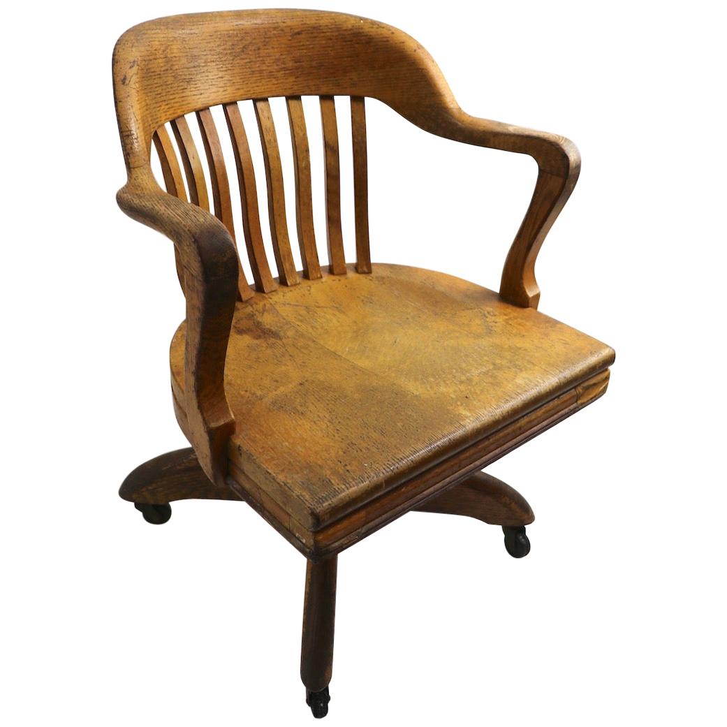 Turn of the Century Oak Swivel Tilt Office Chair