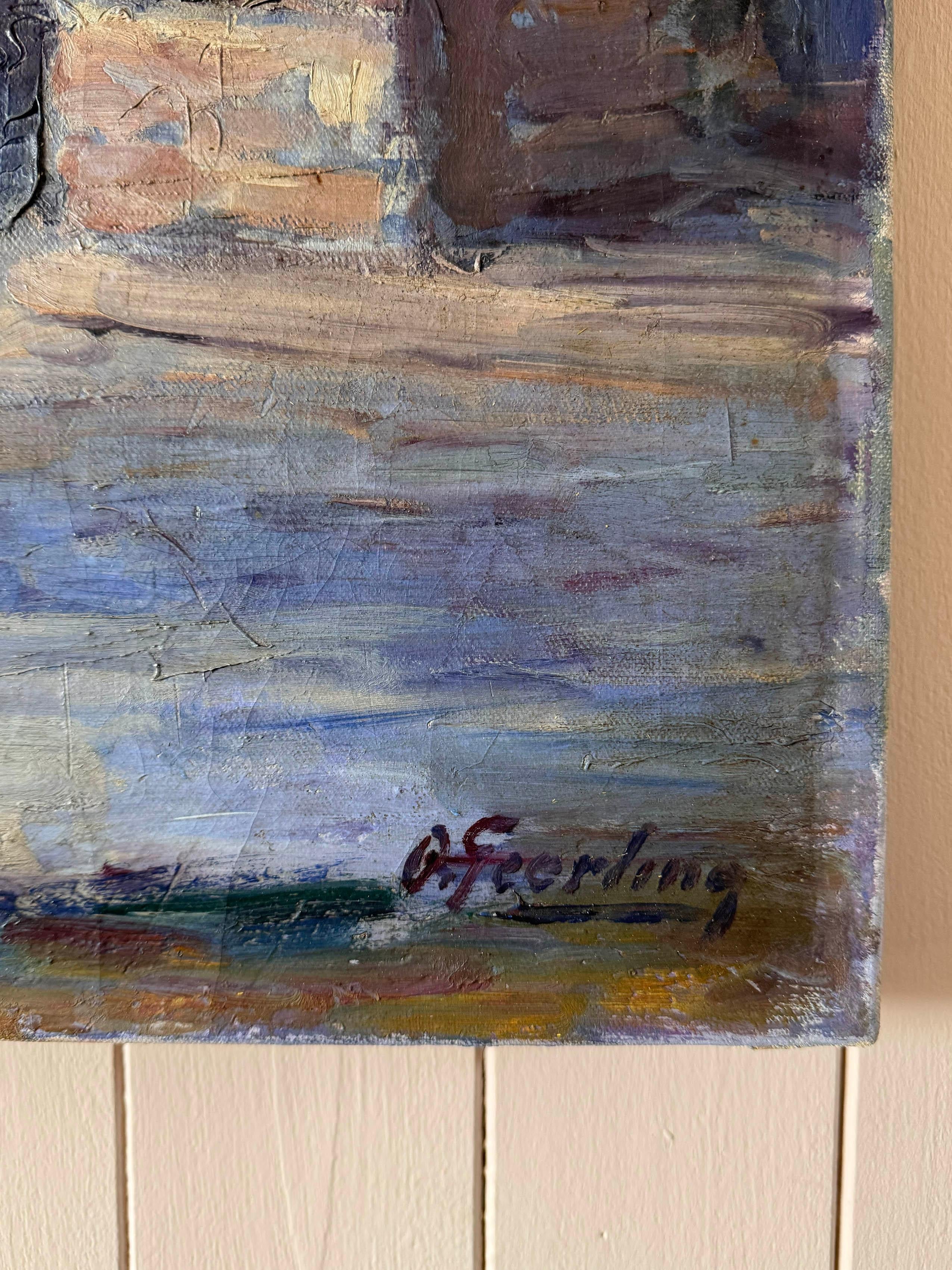 Nach der Signatur zu urteilen, wurde dieses antike Ölgemälde möglicherweise von dem niederländischen Maler Adriaan Geerling (1878-1950) gemalt.

Er war bekannt für seine impressionistischen Interieur- und Genreszenen, die oft das ländliche