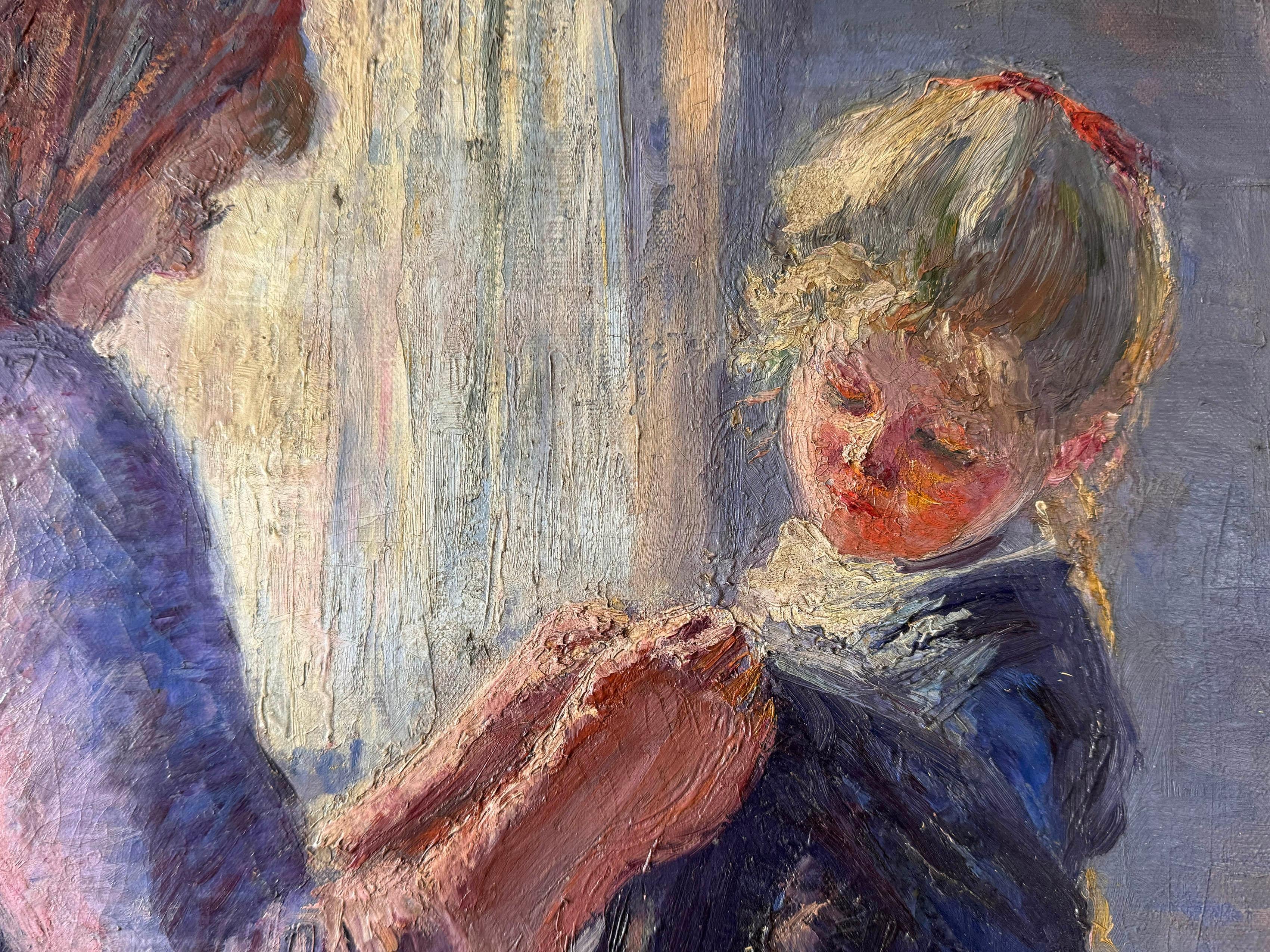Ölgemälde von Mutter und Tochter aus der Jahrhundertwende (Niederländisch) im Angebot