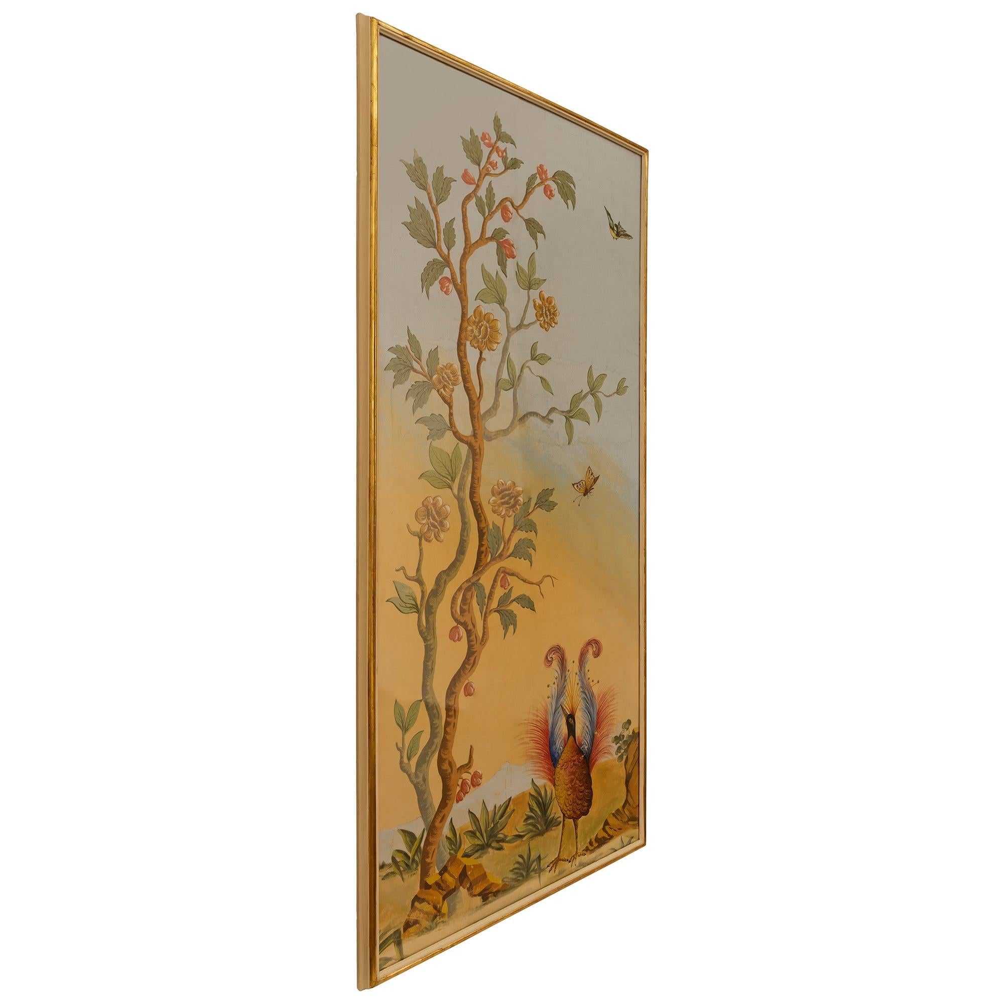 Patiniertes Holz, Giltwood und Öl auf Leinwand Wanddekoration aus der Jahrhundertwende (Italienisch) im Angebot