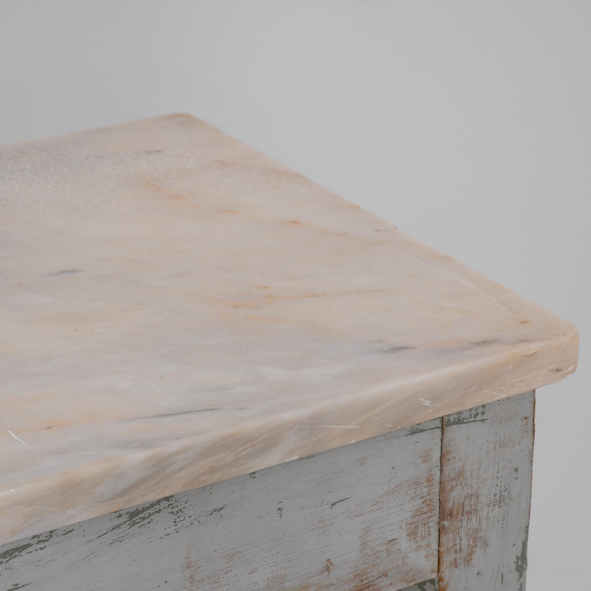 Turn of the Century Portuguese Patinated Table with Marble Top 5