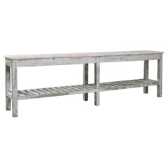 Antique Turn of the Century Portuguese Patinated Table with Marble Top